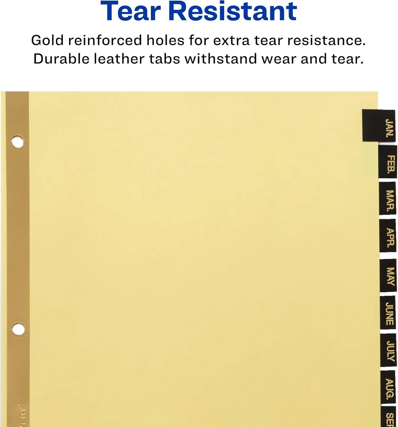 Avery Jan-Dec Dividers for 3 Ring Binders, 12-Tab Set, Pre-Printed Black Leather Tabs, 1 Binder Divider Set (11351)