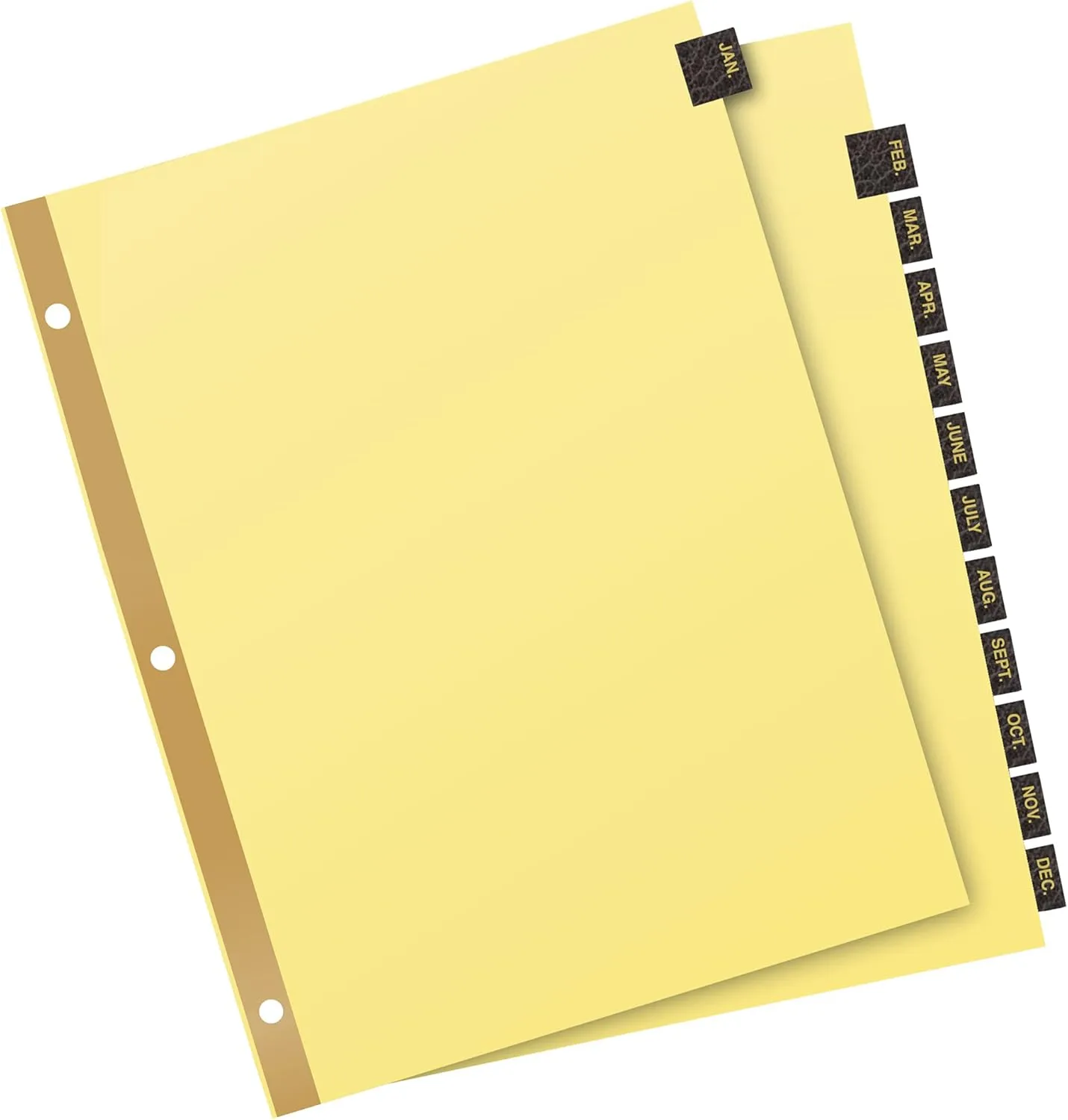 Avery Jan-Dec Dividers for 3 Ring Binders, 12-Tab Set, Pre-Printed Black Leather Tabs, 1 Binder Divider Set (11351)