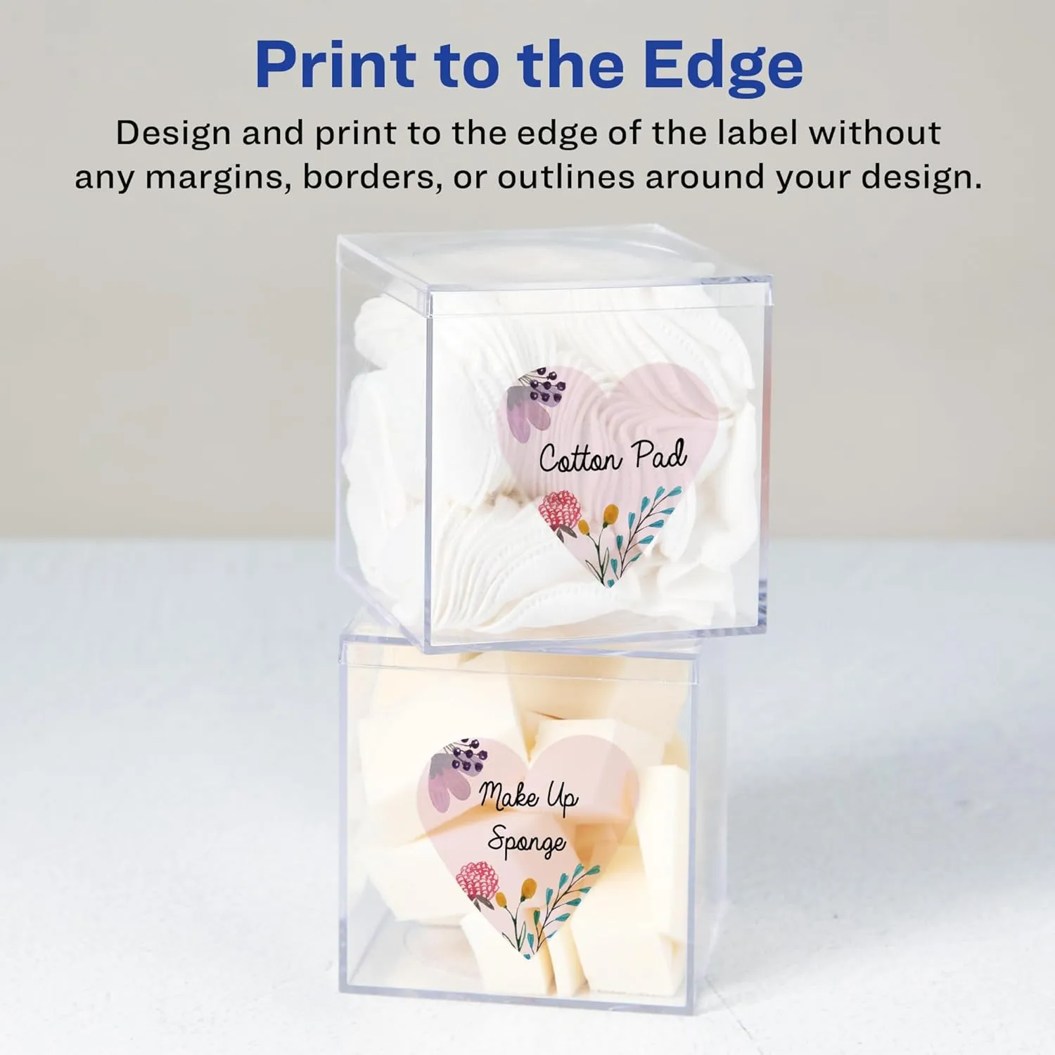 Avery Glossy Clear Heart Labels, Sure Feed Technology, 2-9/32" x 1-27/32", Print-to-The-Edge, Laser/Inkjet Printable