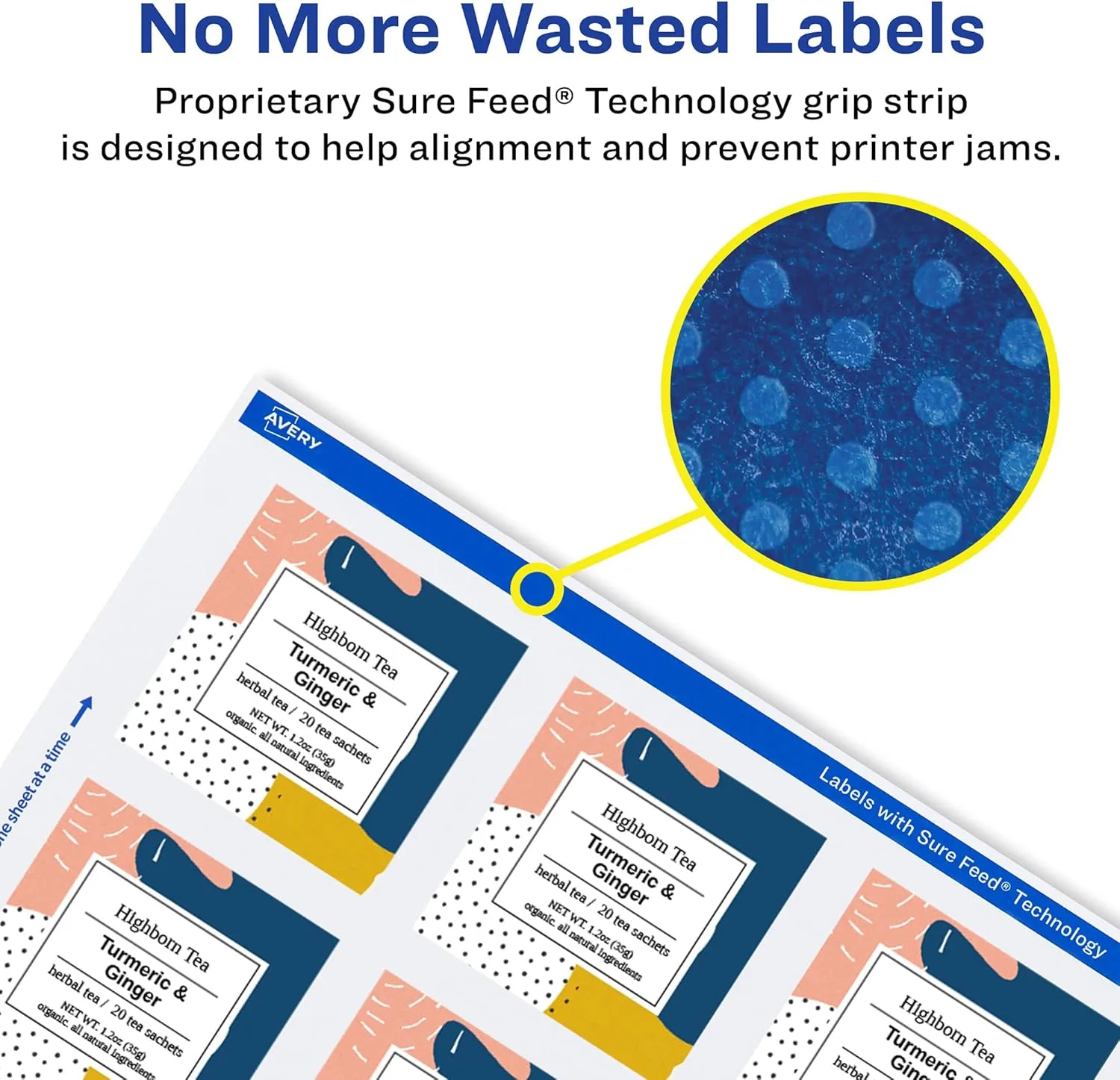 AVERY Matte White Square Labels, Sure Feed Technology, 1.5" x 1.5"
