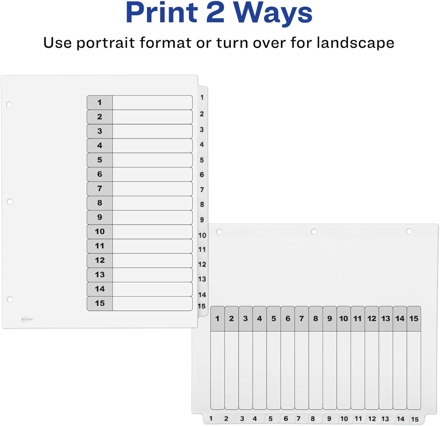 Avery Dividers for 3 Ring Binders, 15 Tabs per Set, Customizable Table of Contents (6 Sets)