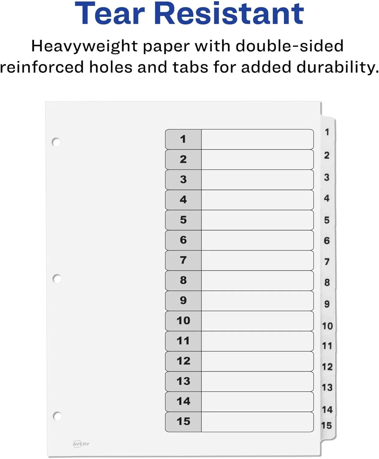 Avery Dividers for 3 Ring Binders, 15 Tabs per Set, Customizable Table of Contents (6 Sets)