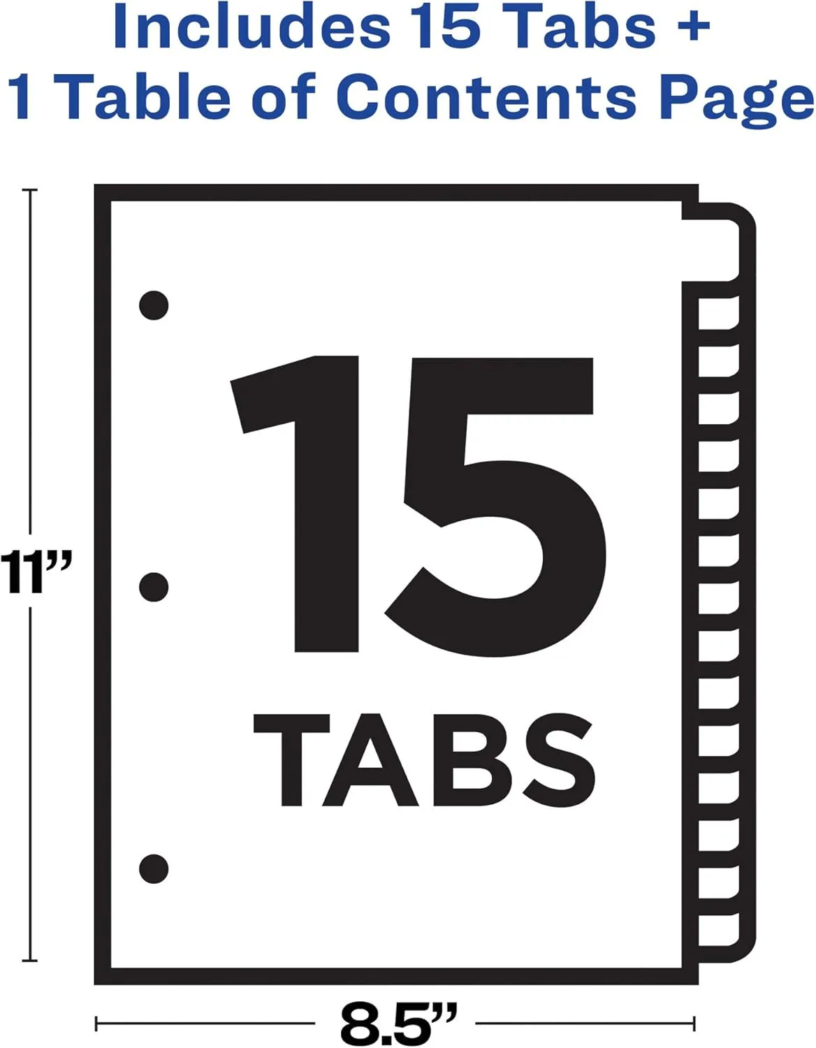 Avery Dividers for 3 Ring Binders, 15 Tabs per Set, Customizable Table of Contents, Multicolor Tabs, Great for Organizing Reports, Projects, and More (11143)