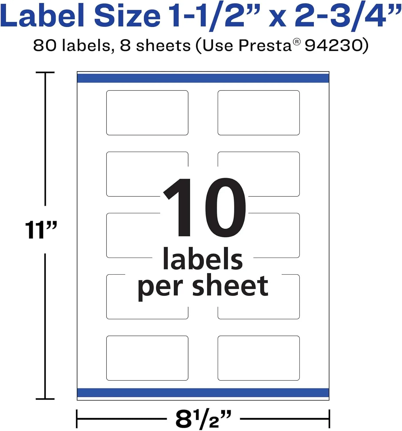 Avery Durable Removable Rectangle Labels, Sure Feed Technology, 1.5" x 2.75", Matte White Film
