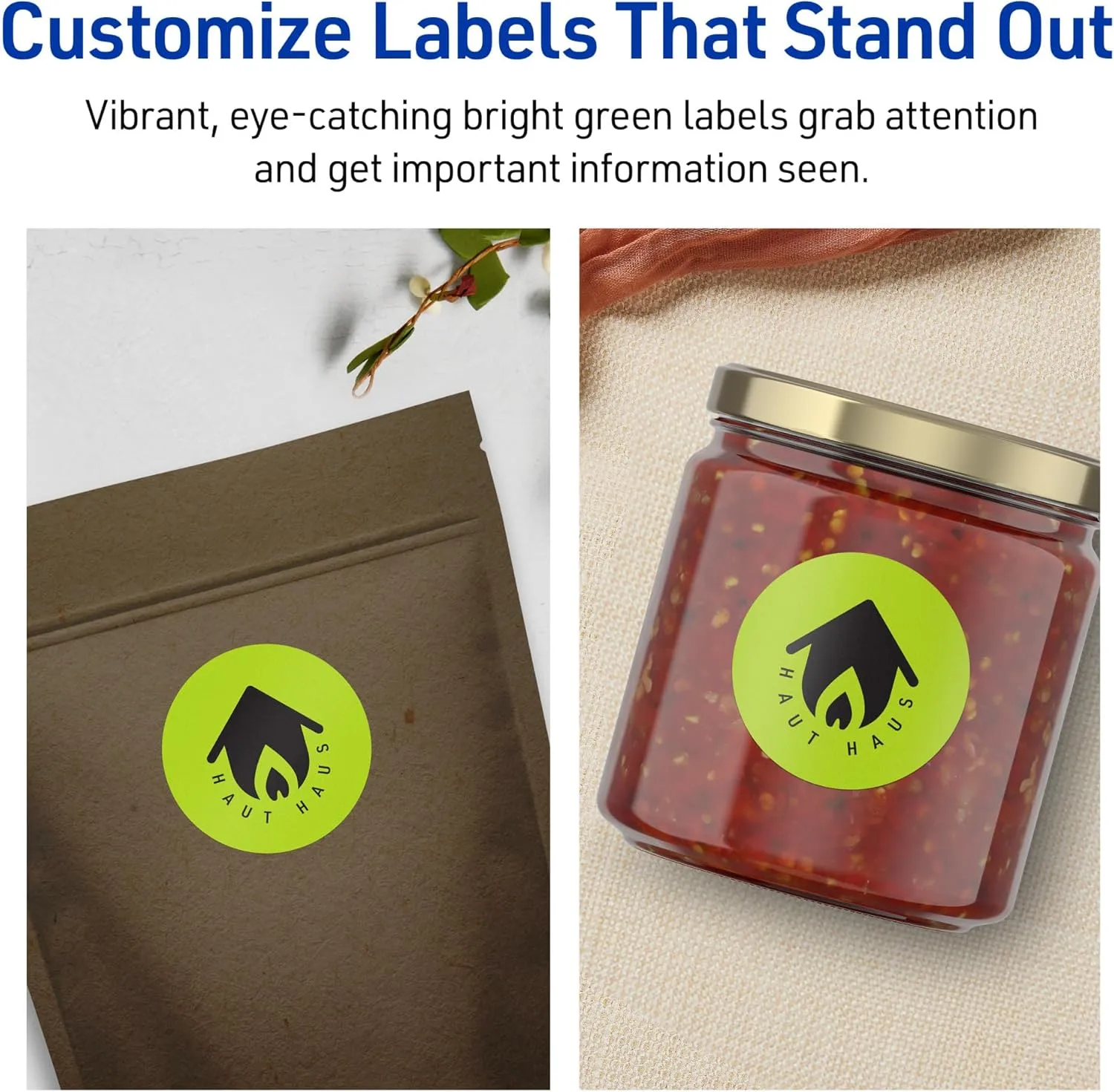 Avery Printable Round Labels, Sure Feed Technology, 1-1/2" Diameter, Bright Green Labels, Print-to-The-Edge
