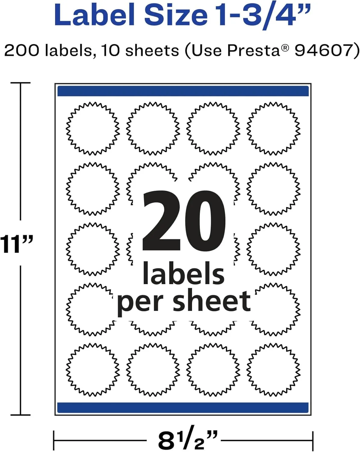 AVERY Glossy Clear Starburst Labels 1.75" - Sure Feed Technology, Print-to-The-Edge