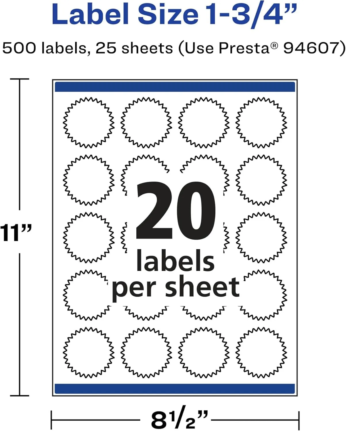 AVERY Glossy Clear Starburst Labels 1.75" - Sure Feed Technology, Print-to-The-Edge