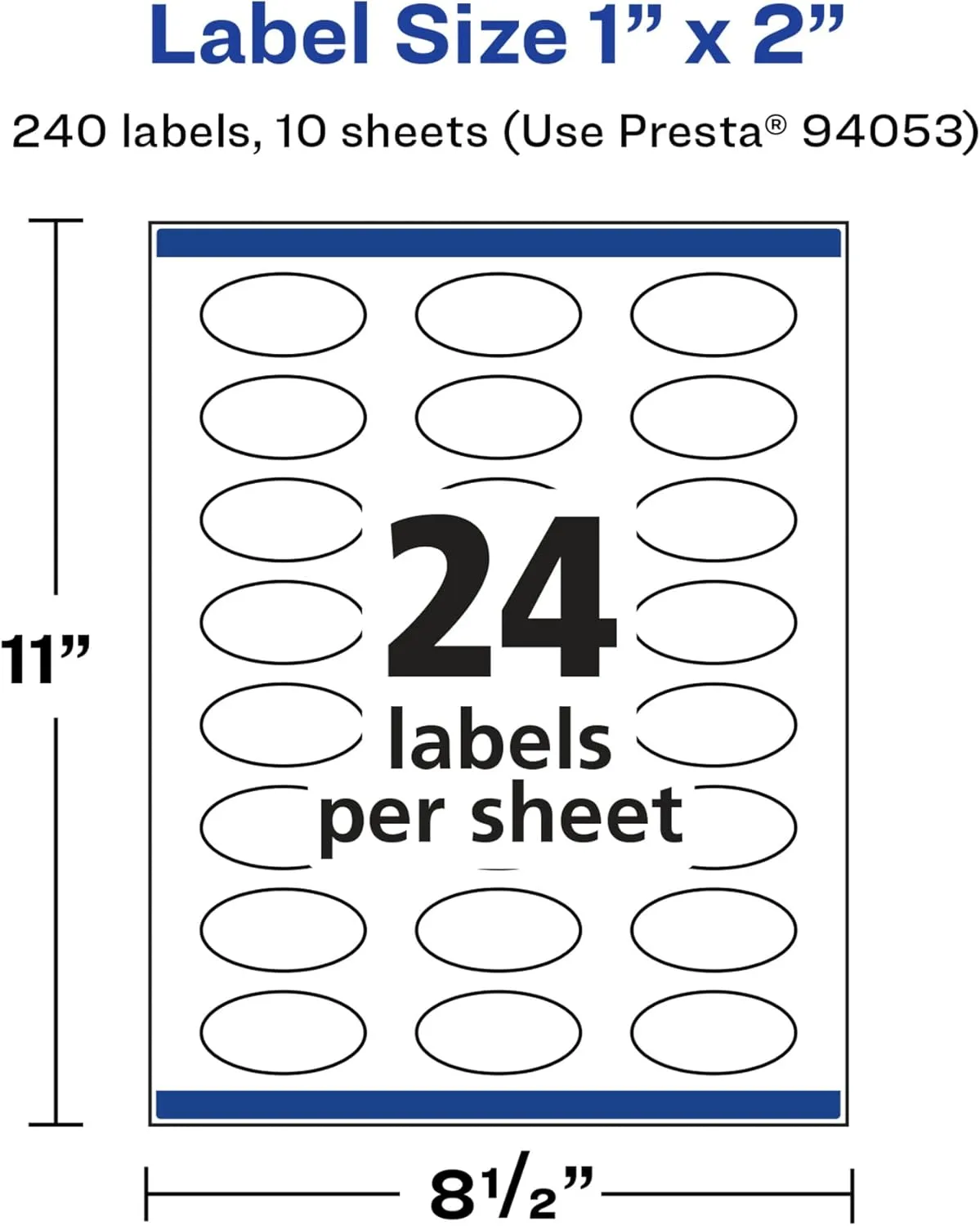 AVERY Glossy White Oval Labels, Sure Feed Technology, 1 x 2 in, Print-to-The-Edge, Permanent Adhesive, Laser/Inkjet Printable
