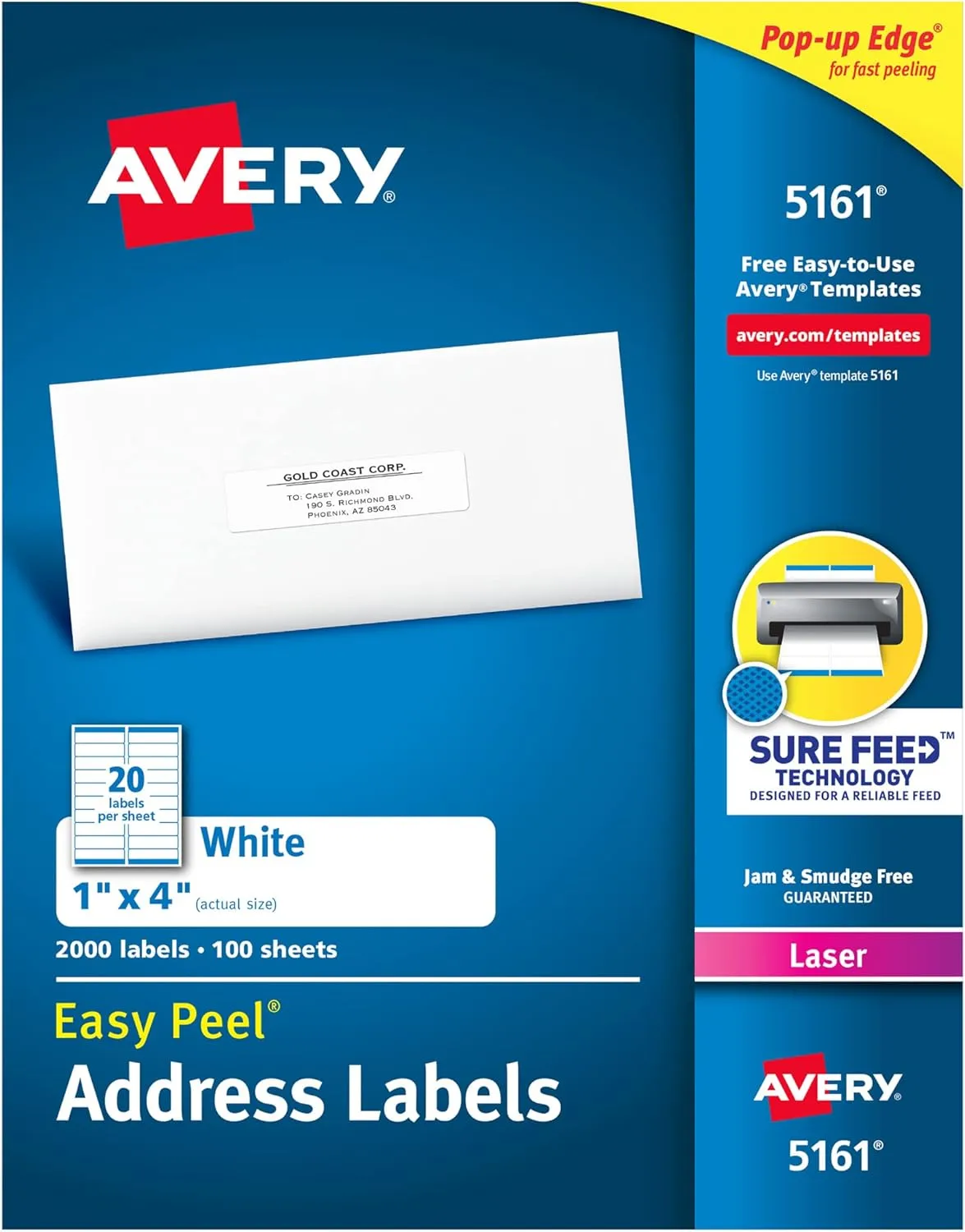 AVERY Easy Peel Printable Address Labels with Sure Feed