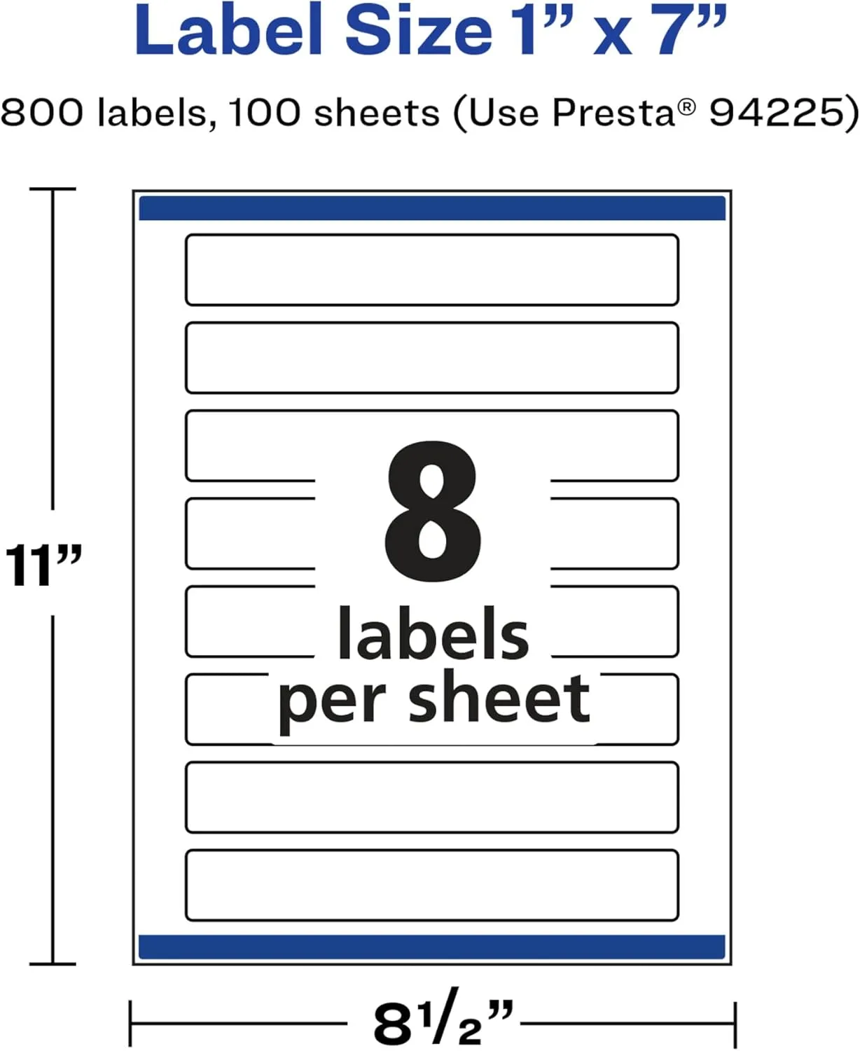 AVERY Glossy White Rectangle Labels, Sure Feed Technology, 1" x 7", Print-to-the-Edge, Permanent Adhesive