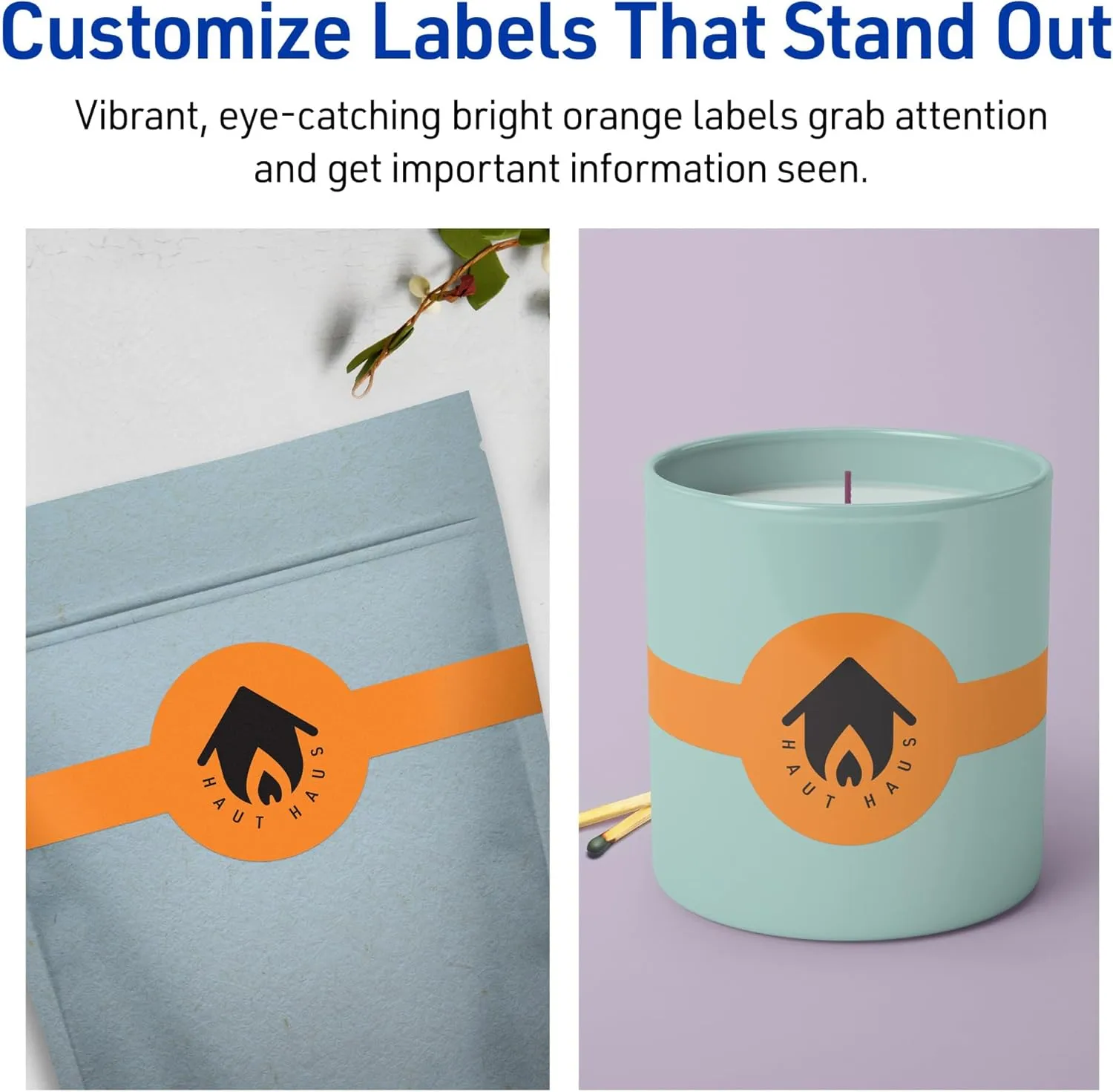 Avery Printable Wraparound Band Labels, Sure Feed Technology, 2-3/8" x 8", Bright Orange, Cigar Band Labels