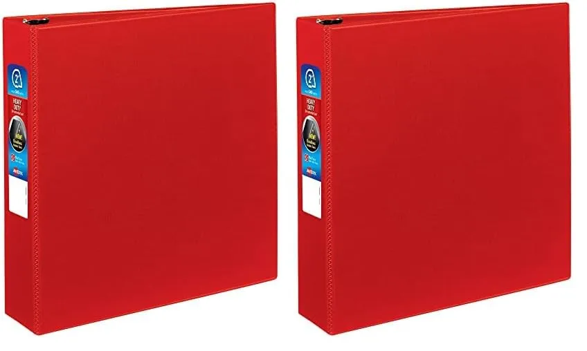Avery Heavy-Duty 2" One-Touch EZD D-Ring Binder, Red (2-Pack)