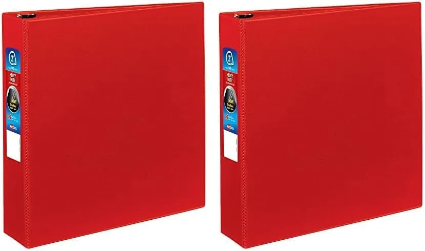 Avery Heavy-Duty 2" One-Touch EZD D-Ring Binder, Red (2-Pack)