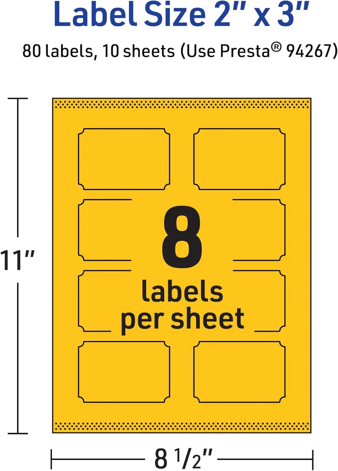 Avery Printable Rectangle Scalloped Labels, Sure Feed Technology, 2" x 3", Bright Yellow, Print-to-The-Edge