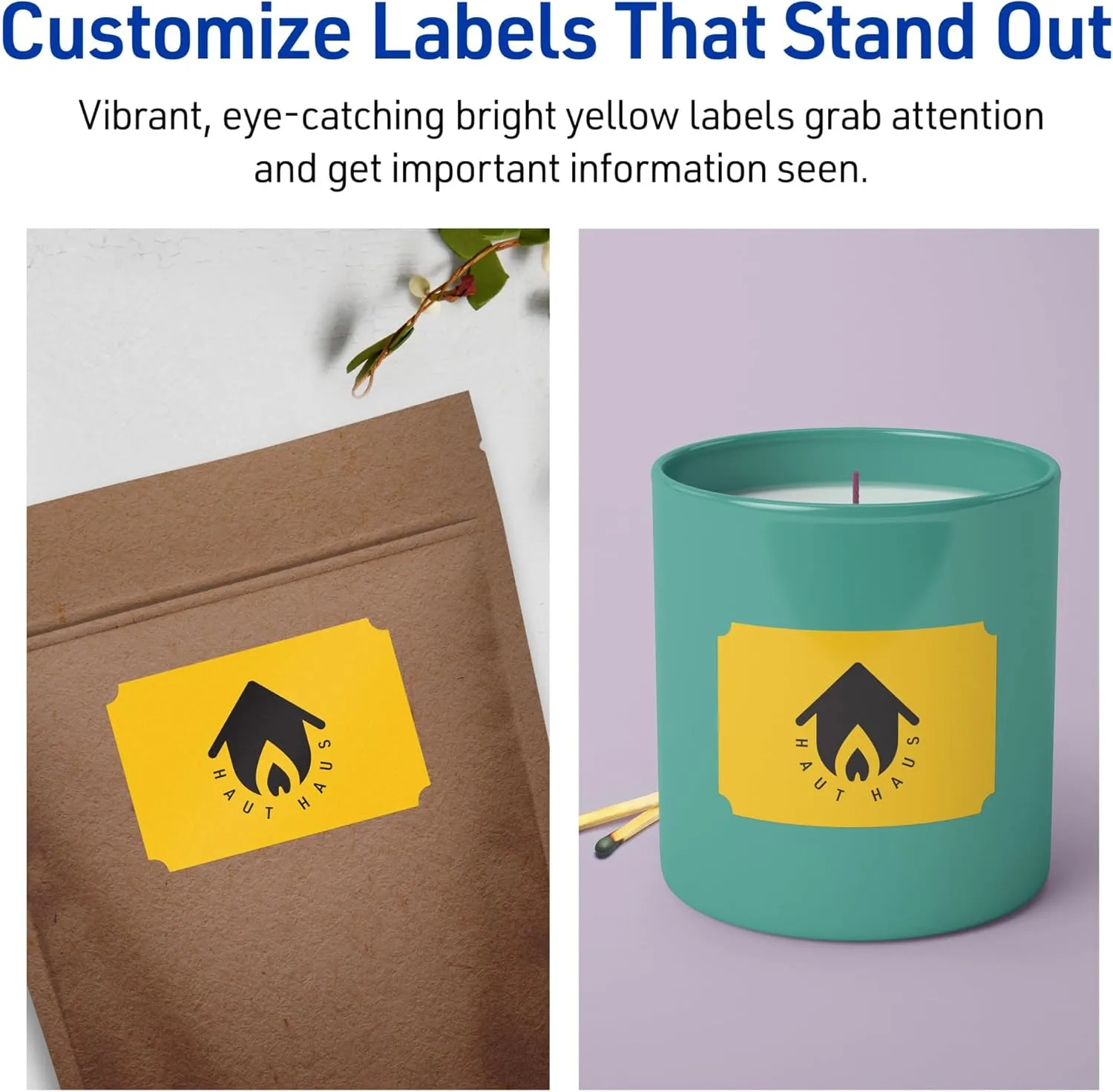 Avery Printable Rectangle Scalloped Labels, Sure Feed Technology, 2" x 3", Bright Yellow, Print-to-The-Edge