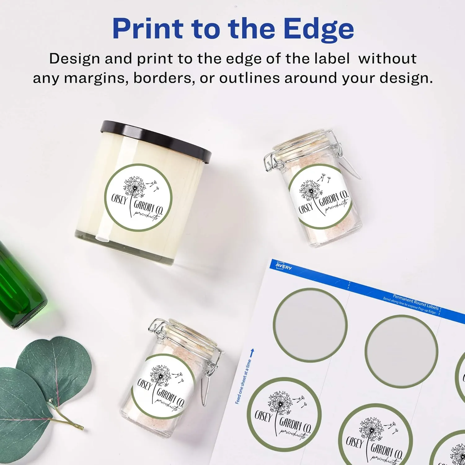 Avery Printable Round Labels with Sure Feed, 2" Diameter, Matte White, 300 Labels (22877)