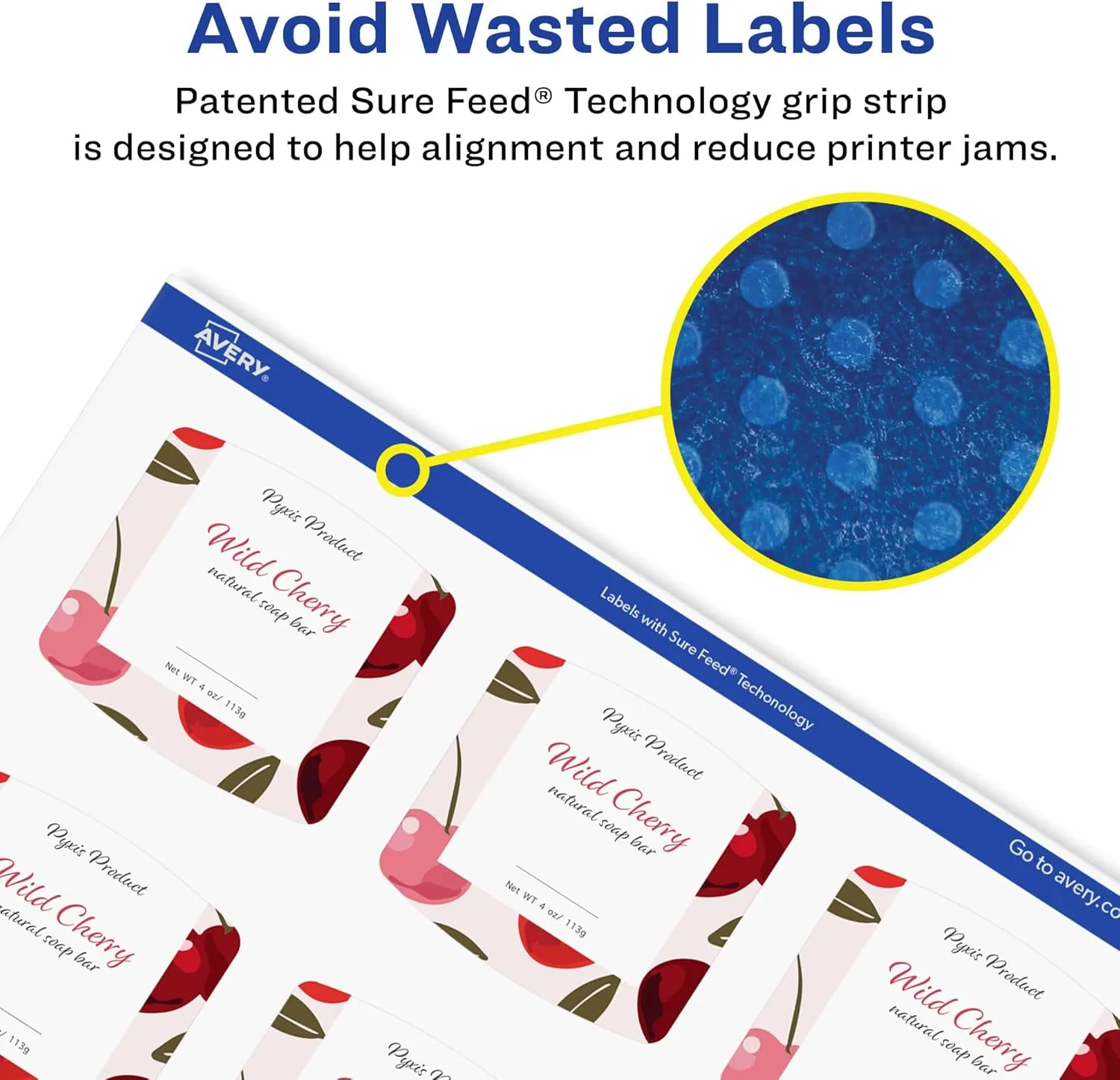 Avery Glossy Clear Arched Square Labels, Sure Feed Technology, 2" x 2-3/16", Print-to-The-Edge, Laser/Inkjet Printable