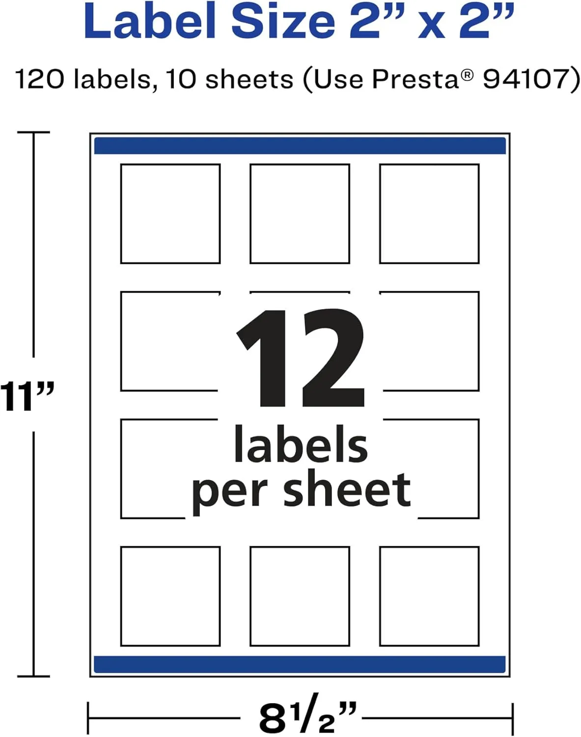 Avery Glossy Clear Square Labels, Sure Feed Technology, 2" x 2", 120 Glossy Clear Labels, Print-to-The-Edge