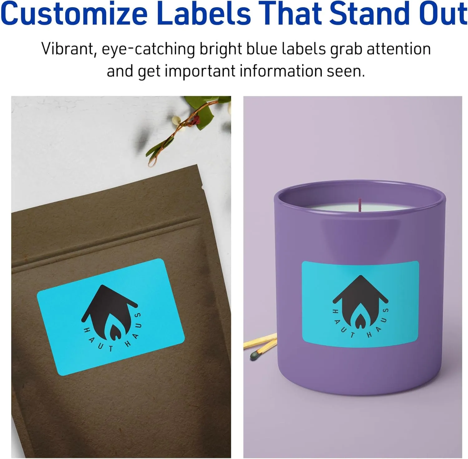 Avery Printable Rectangle Labels, Sure Feed Technology, 2" x 3", Bright Blue Labels, Print-to-The-Edge