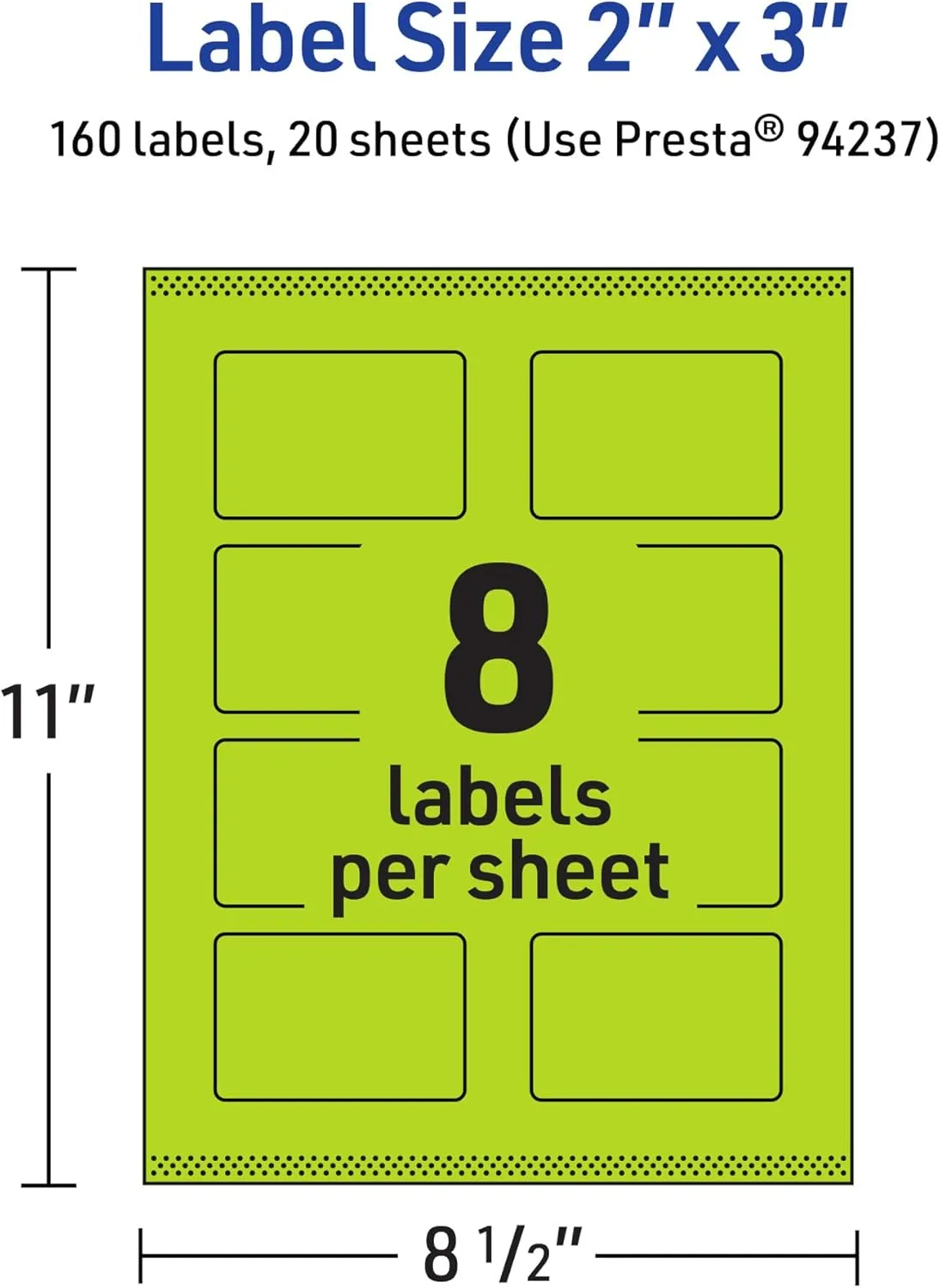 Avery Printable Rectangle Labels, Sure Feed Technology, 2" x 3", Bright Green