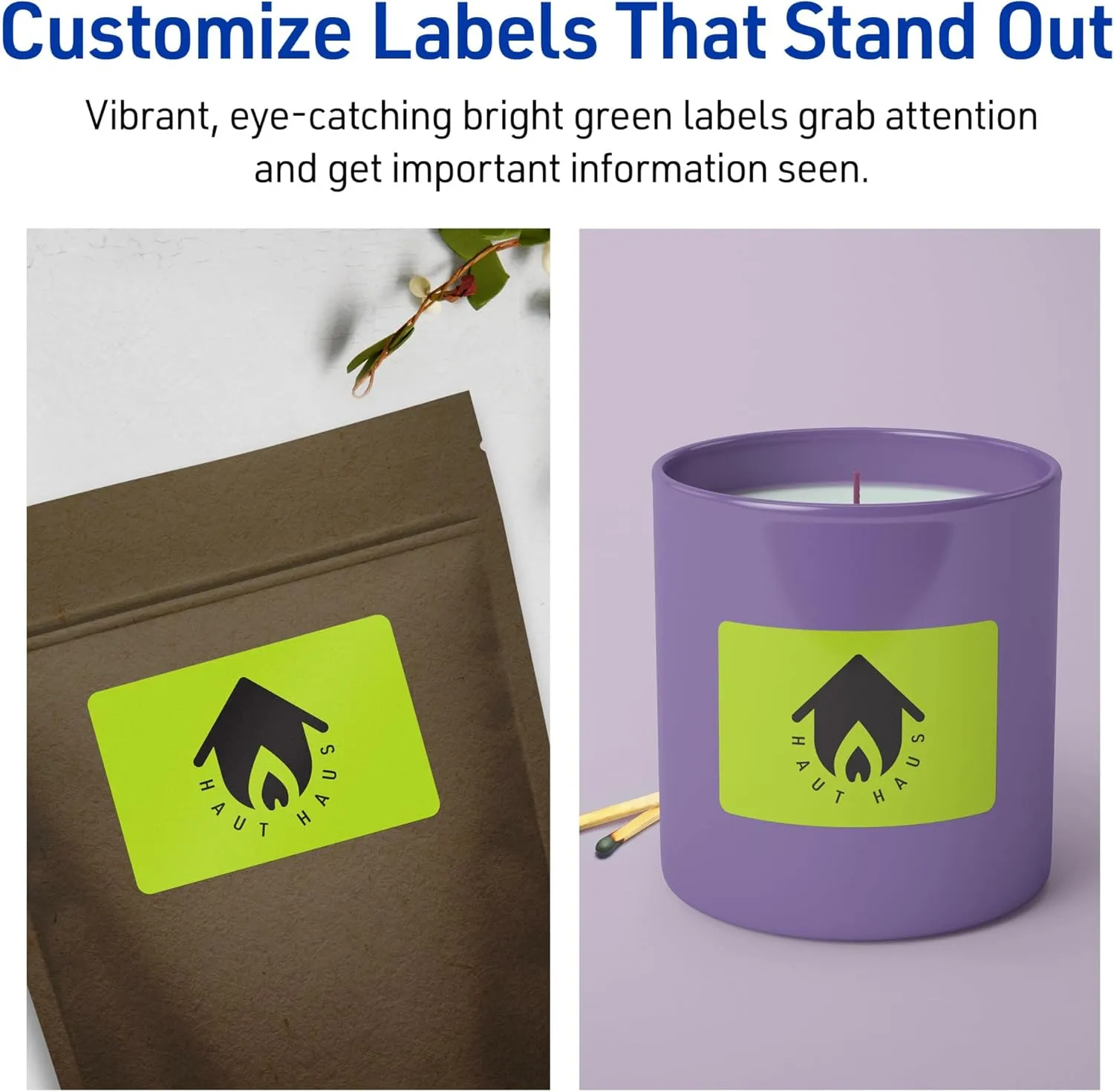 Avery Printable Rectangle Labels, Sure Feed Technology, 2" x 3", Bright Green