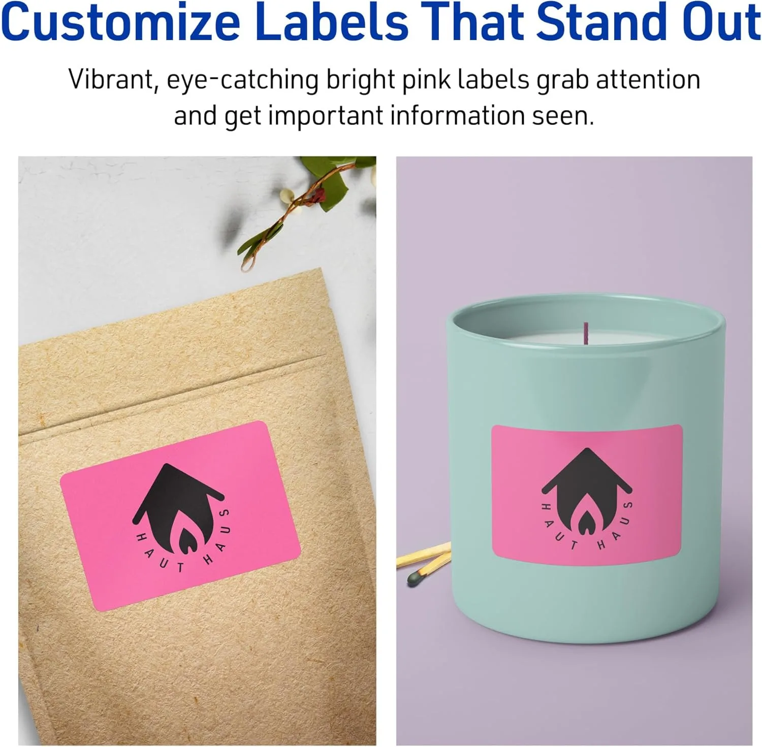 Avery Printable Rectangle Labels, Sure Feed Technology, 1-1/2" x 3-3/4", Bright Pink