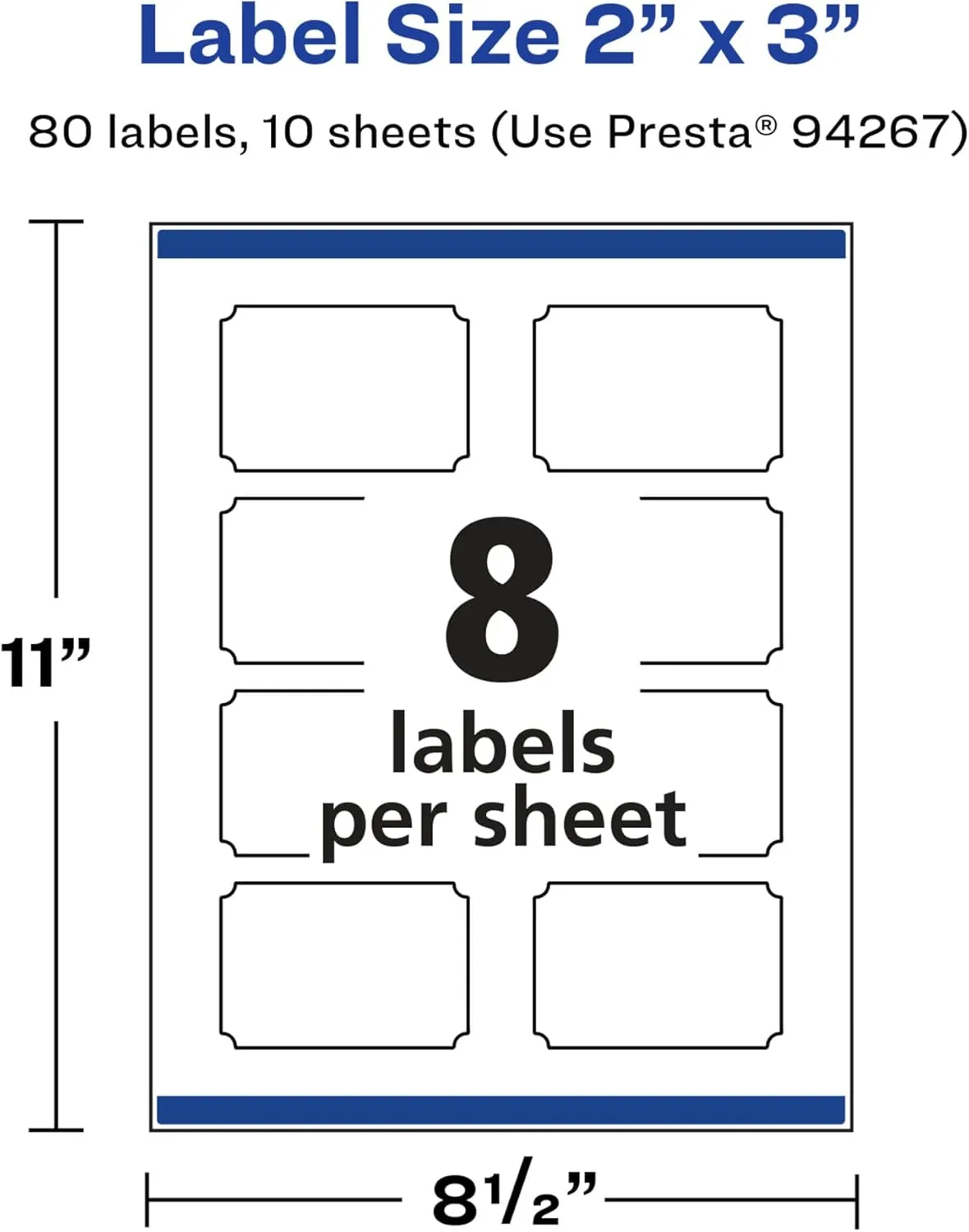 Avery Glossy White Rectangle Scalloped Labels, Sure Feed Technology, 2" x 3", Print-to-the-Edge, Permanent Adhesive