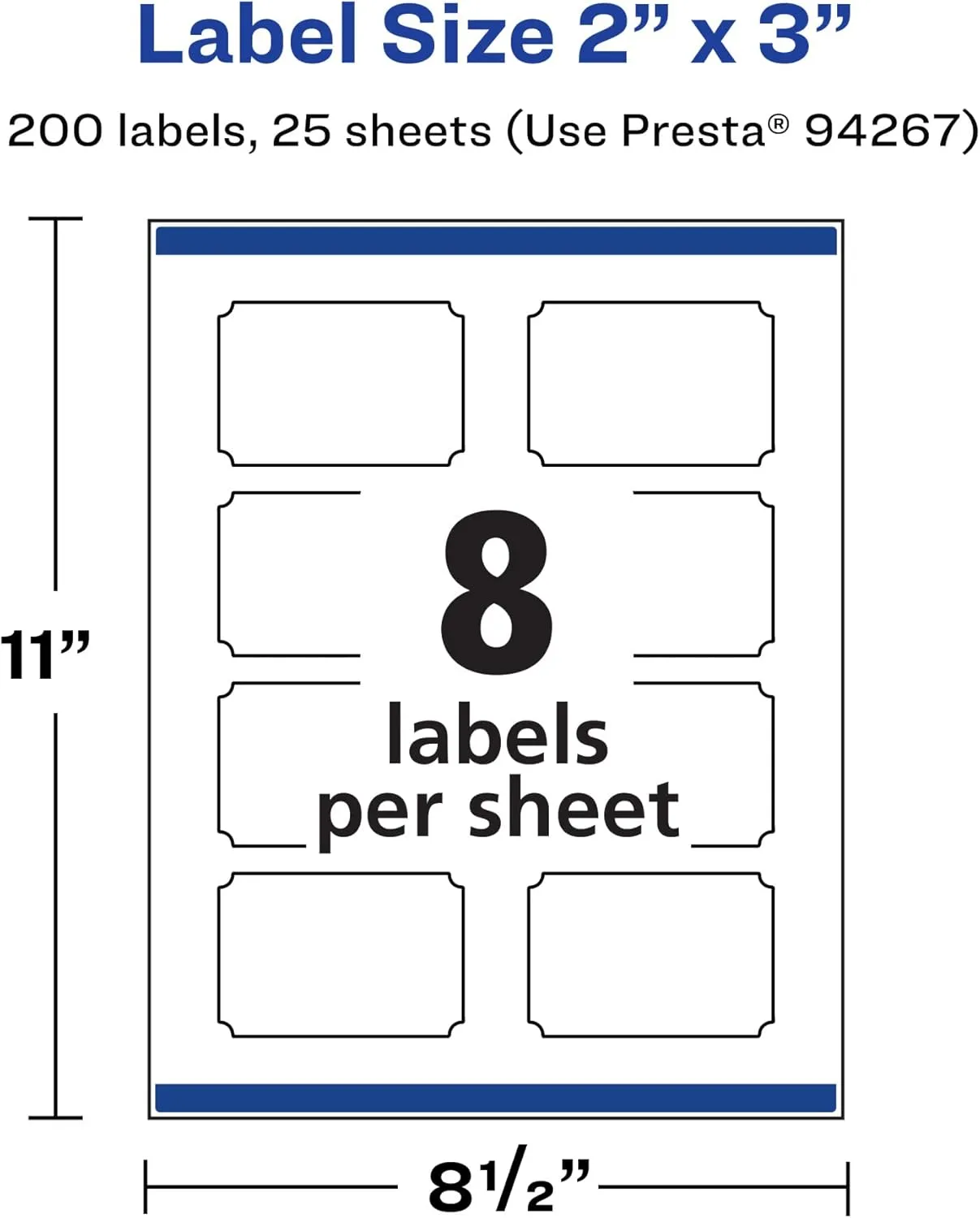 Avery Matte White Scalloped Rectangle Labels, Sure Feed Technology, 2 in x 3 in