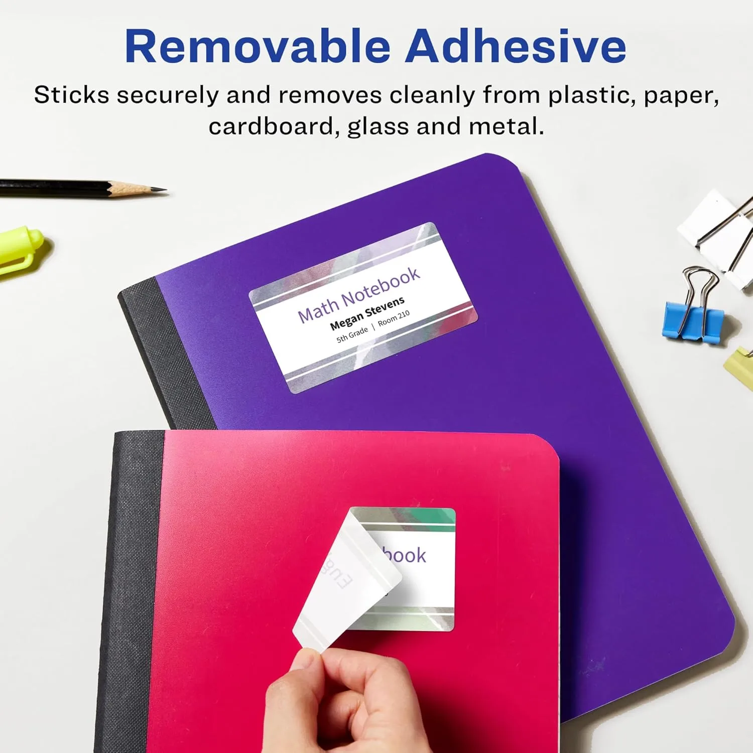 AVERY Matte White Removable Rectangle Labels, Sure Feed Technology, Print-to-The-Edge, 2" x 3.5", Laser/Inkjet Printable