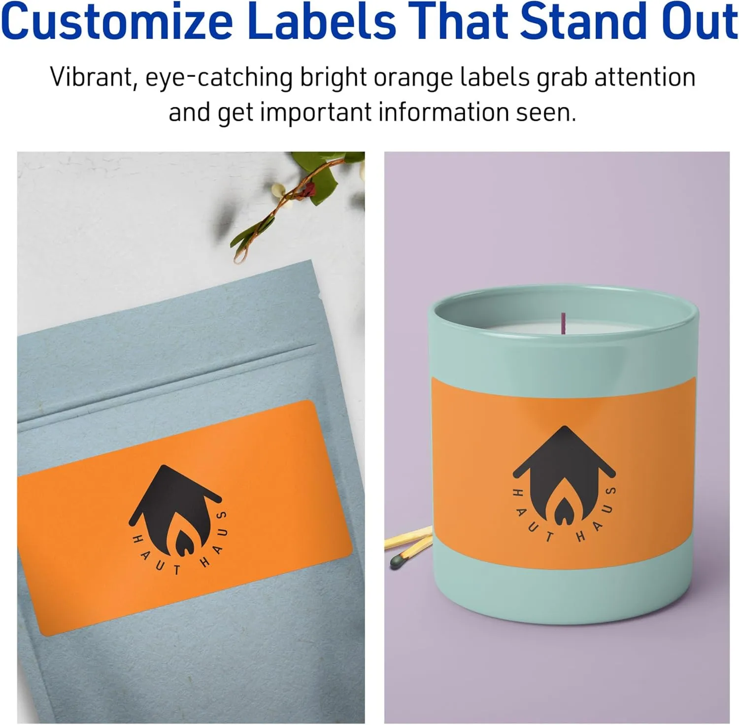 Avery Printable Rectangle Labels, Sure Feed Technology, 2-1/2" x 5", Bright Orange Labels, Print-to-The-Edge