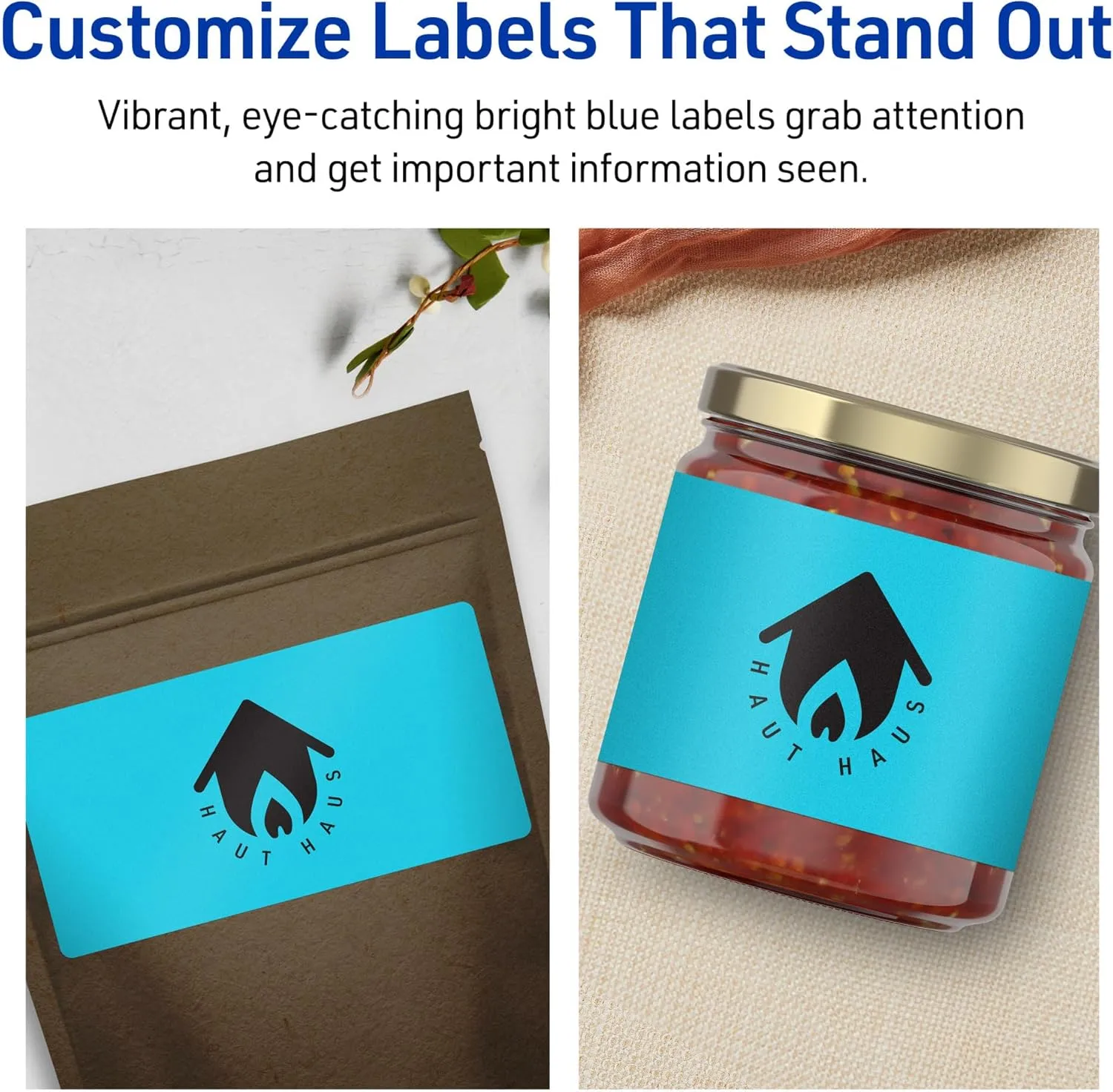 Avery Printable Rectangle Labels, Sure Feed Technology, 3" x 5", Bright Blue, Print-to-the-Edge, Laser/Inkjet Printable