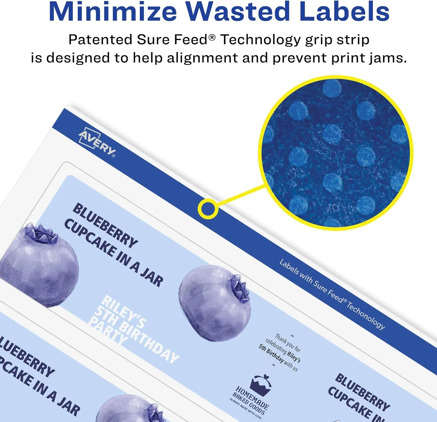 Avery Matte White Removable Rectangle Labels, Sure Feed Technology, Print-to-The-Edge, 2.5" x 7", 45 Removable Labels