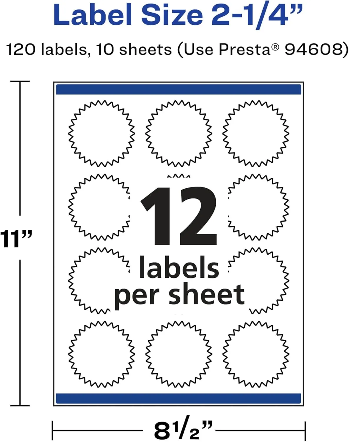 Avery Glossy White Starburst Labels, Sure Feed Technology, 2.25", Print-to-The-Edge, Permanent Adhesive
