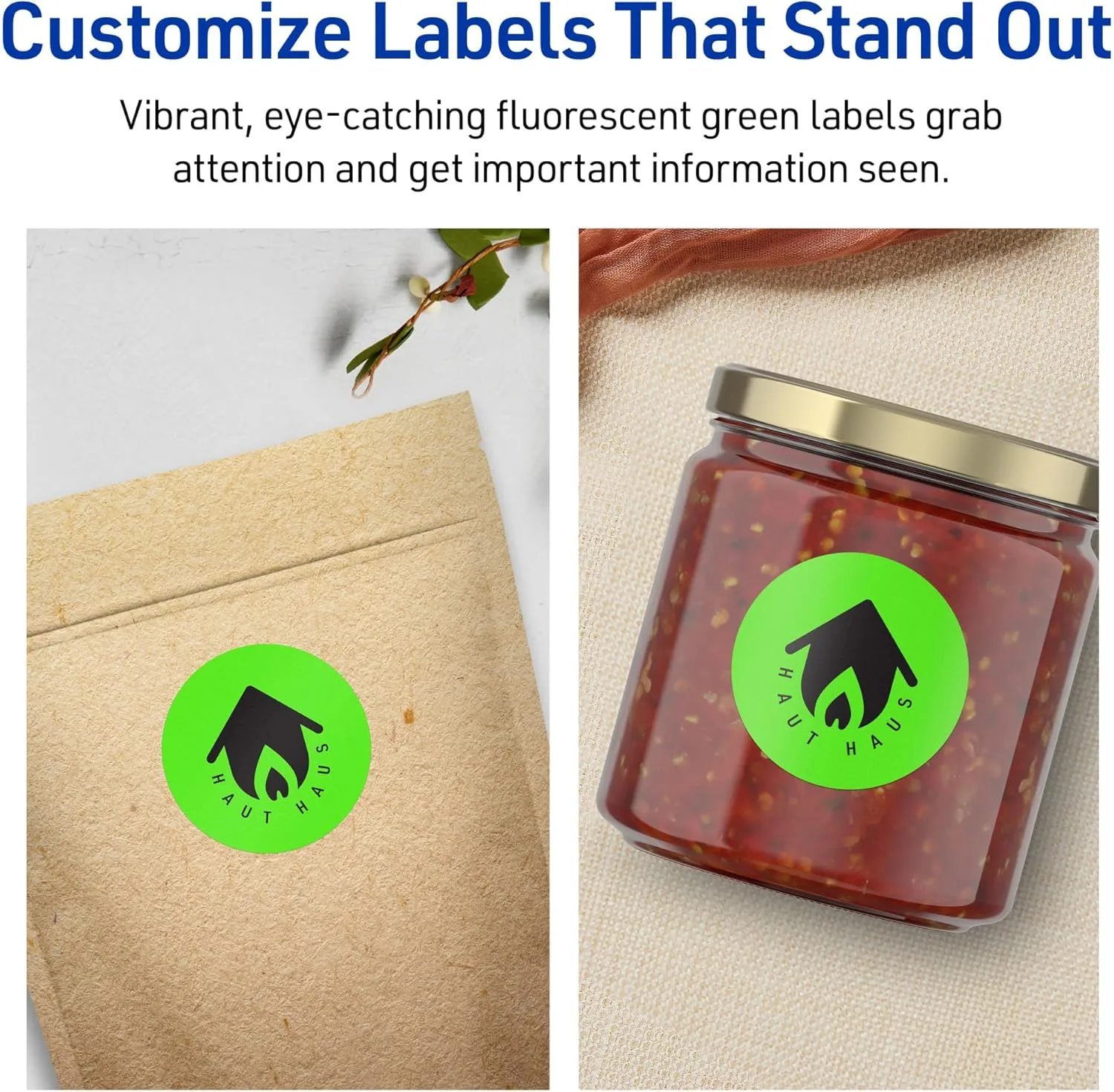 Avery Printable Round Labels, Sure Feed Technology, 2.25" Diameter, Neon Green, Print-to-The-Edge, Laser/Inkjet Printable