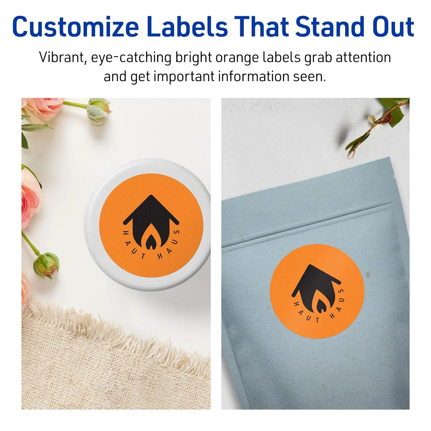 AVERY Printable Round Labels, Sure Feed Technology, 3" Diameter, Bright Orange, Print-to-the-Edge, Laser/Inkjet Printable