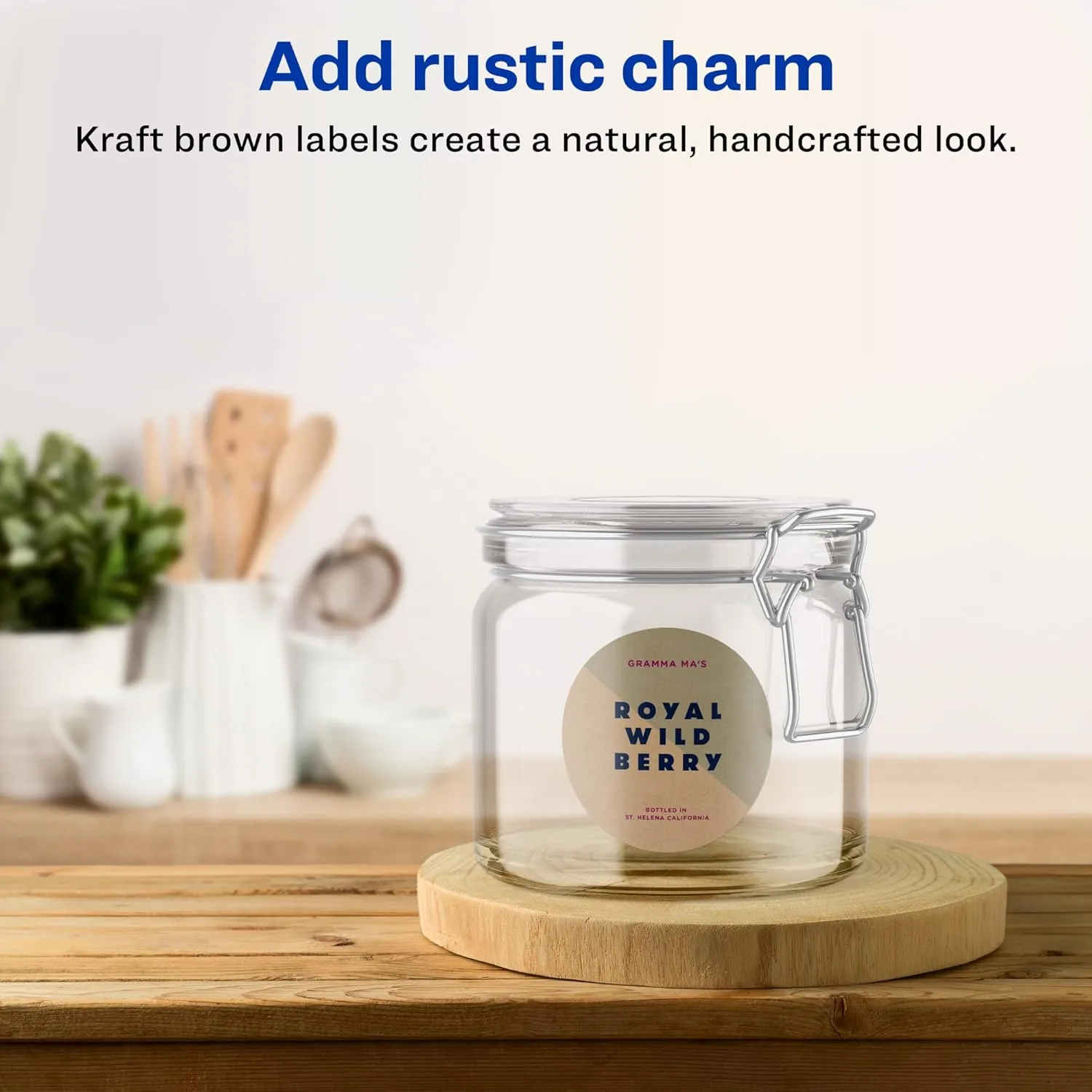 Avery Kraft Brown Round Labels, Sure Feed Technology, 2.75" Diameter, 90 Kraft Brown Labels, Print-to-The-Edge