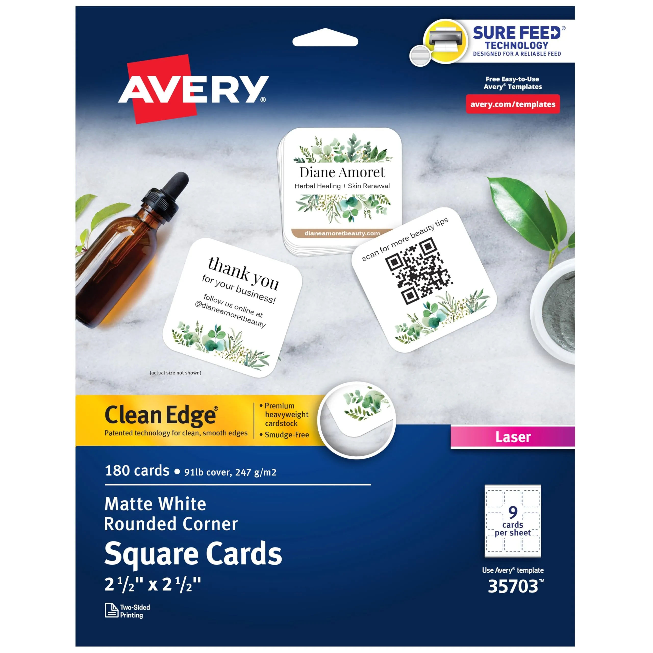 AVERY Clean Edge Printable Cards with Sure Feed Technology