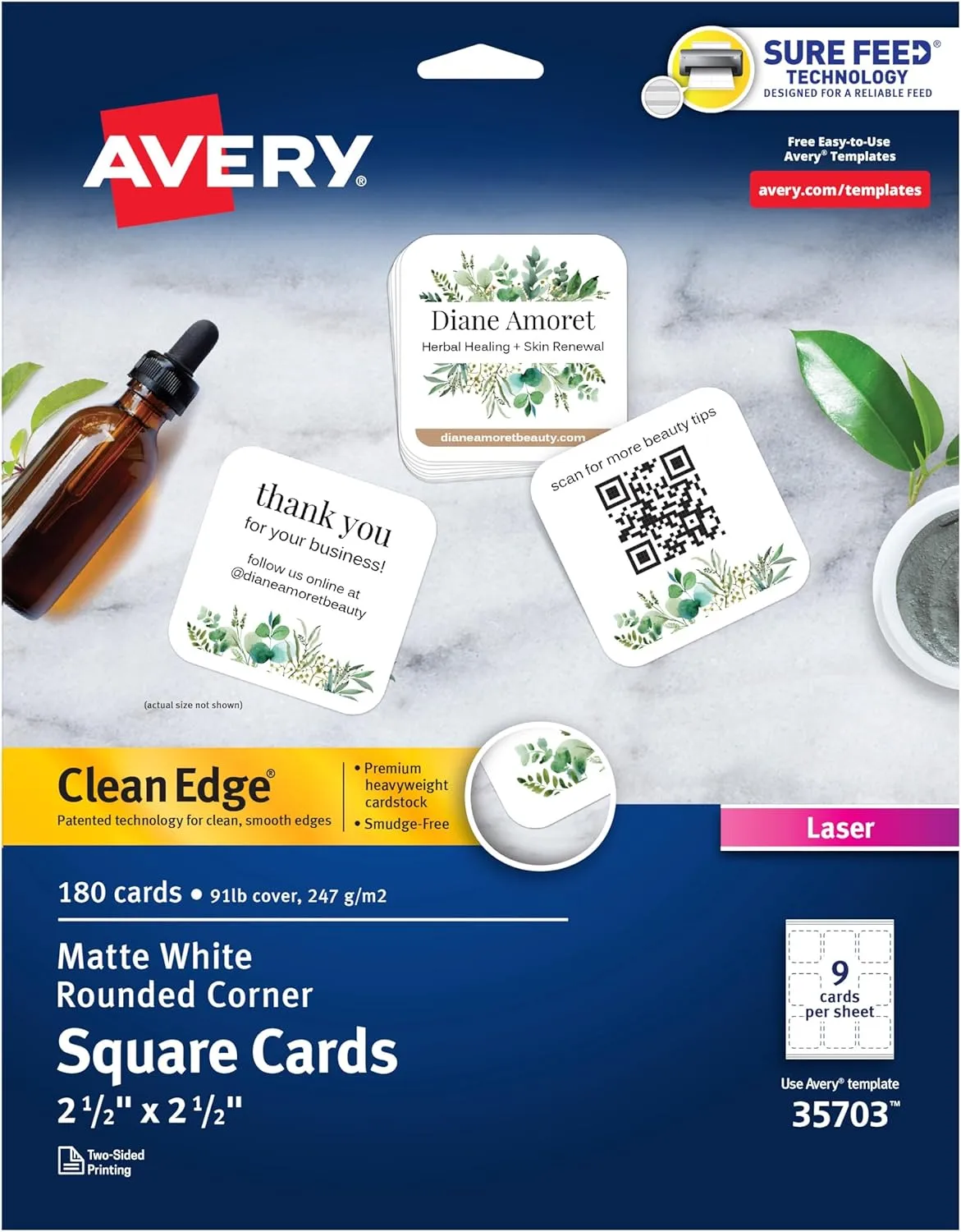 AVERY Clean Edge Printable Cards with Sure Feed Technology