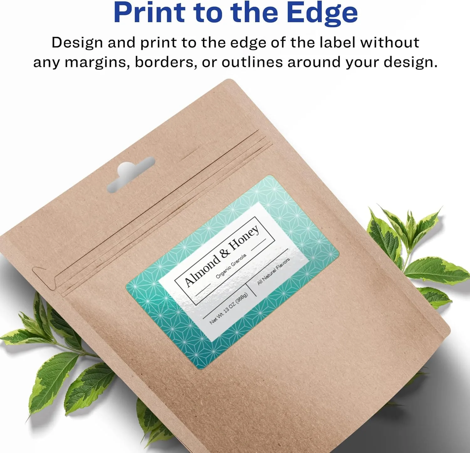 Avery Glossy White Rectangle Labels, Sure Feed Technology, 2" x 5", 40 Glossy White Labels, Print-to-The-Edge