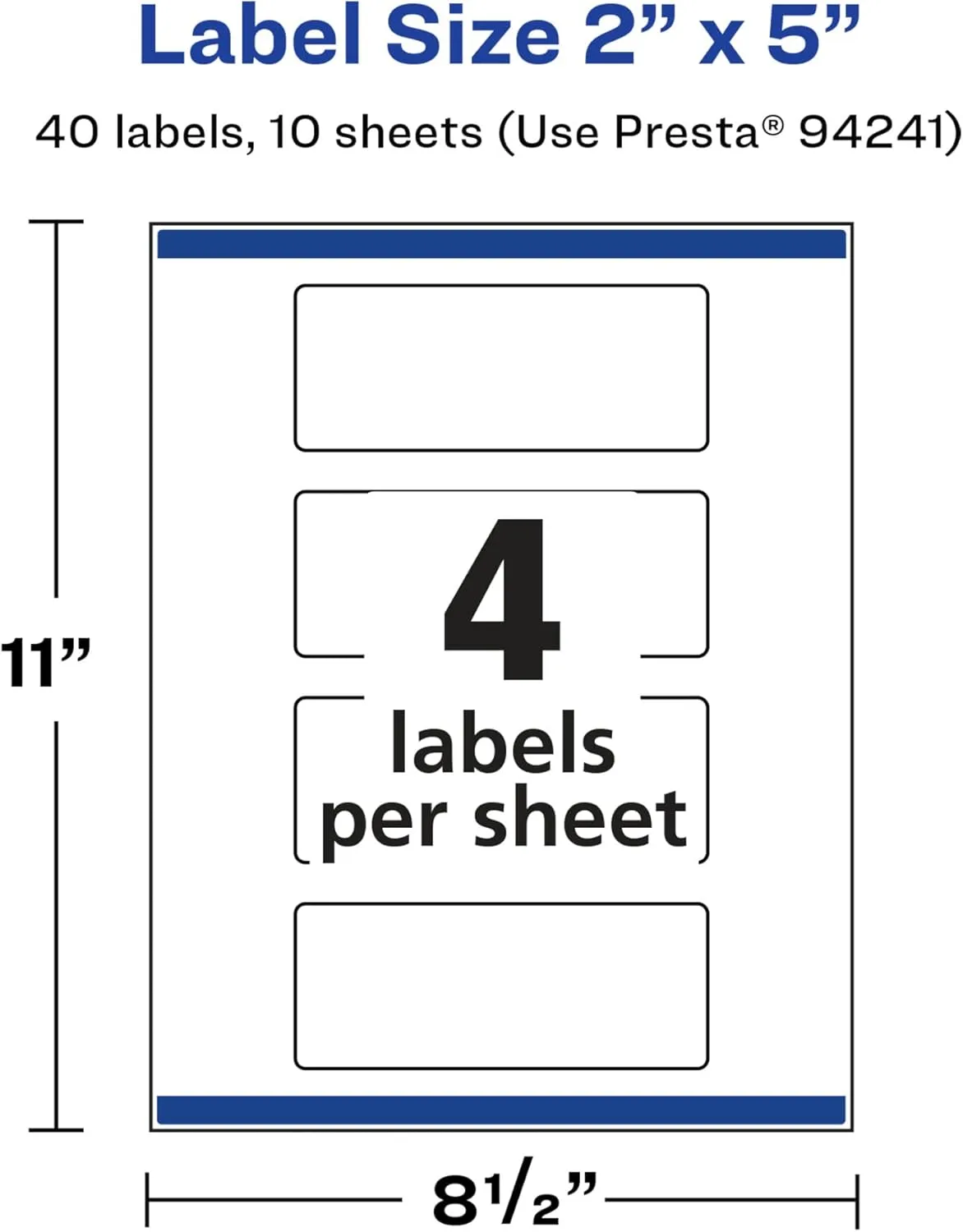 Avery Glossy White Rectangle Labels, Sure Feed Technology, 2" x 5", 40 Glossy White Labels, Print-to-The-Edge