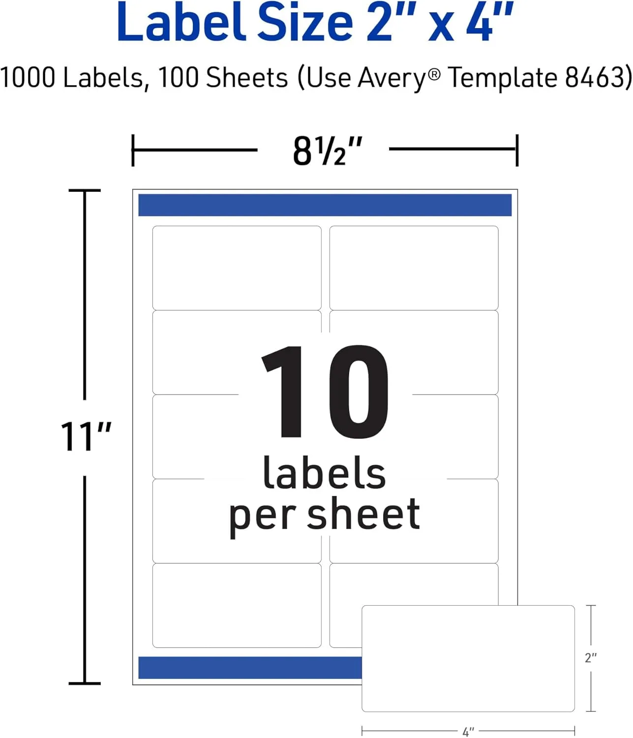 Avery Printable Shipping Labels with Sure Feed, 2 x 4, 1,000 Labels (8463)