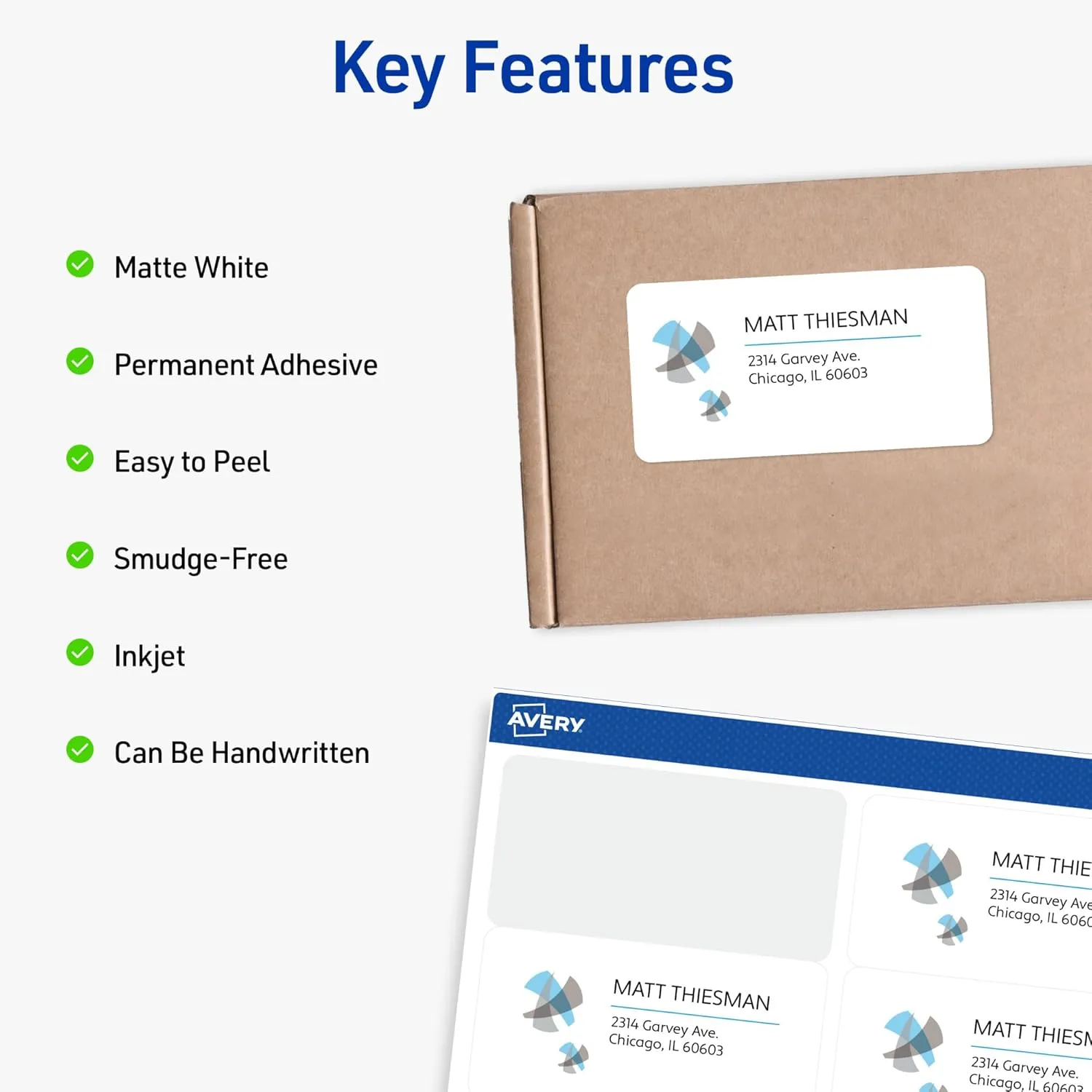 Avery Printable Shipping Labels with Sure Feed, 2 x 4, 1,000 Labels (8463)