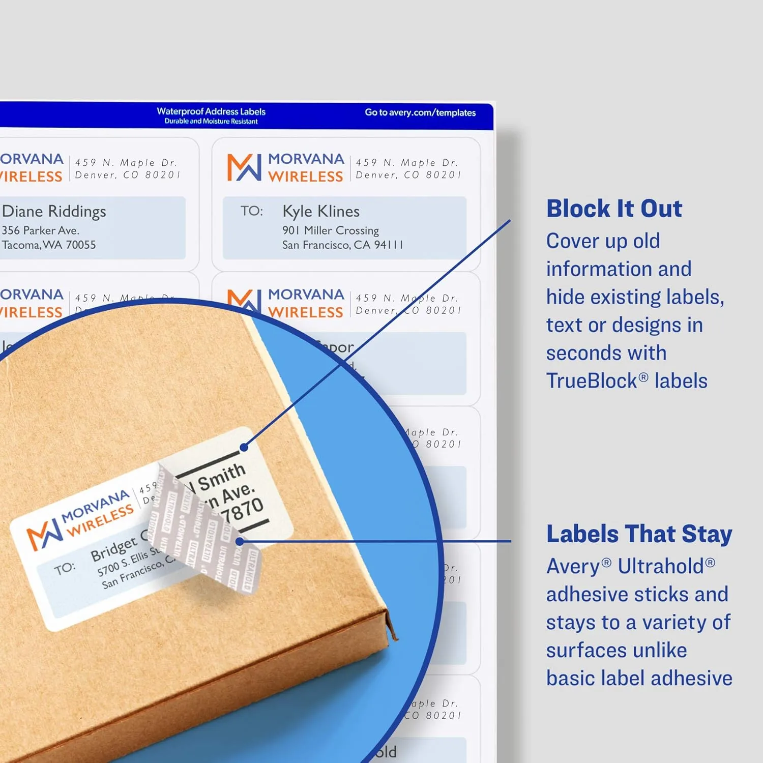 Avery Waterproof Labels with UltraHold Permanent Adhesive, 2" x 4", 500 Labels (5523)