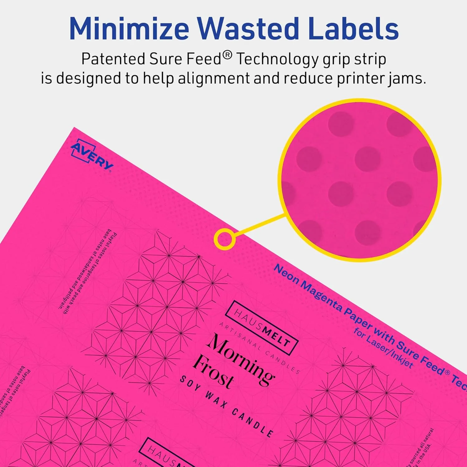 AVERY Printable Rectangle Labels, 2" x 7", Neon Magenta, Sure Feed Technology, Print-to-the-Edge, Laser/Inkjet