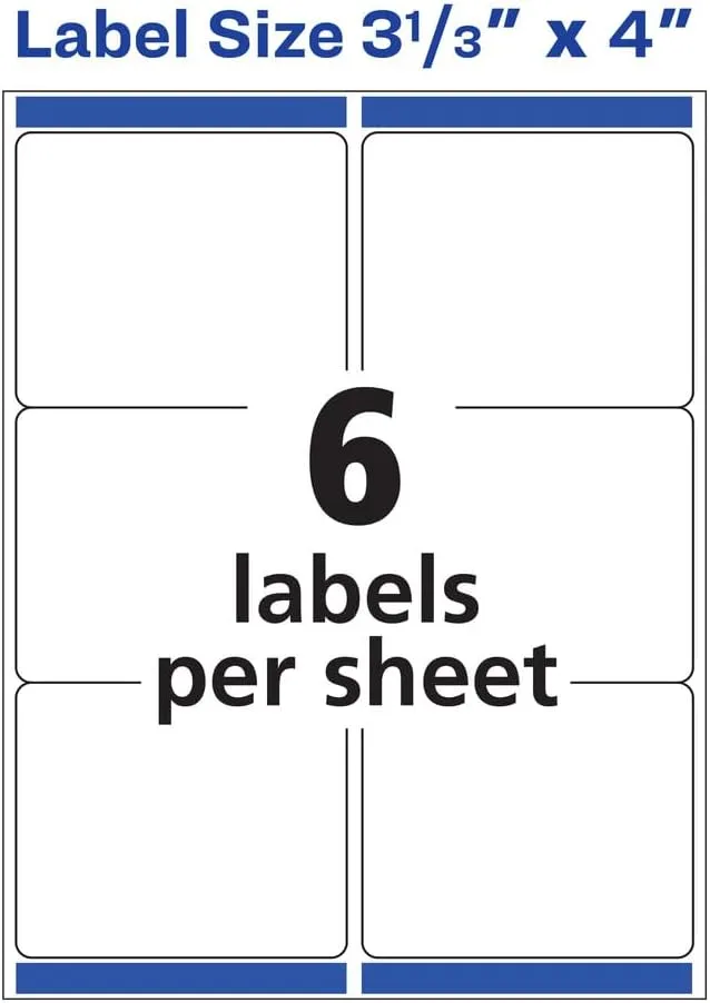 Avery Printable Shipping Labels with Sure Feed, 3-1/3 x 4, White, 1,500 Labels (95940)