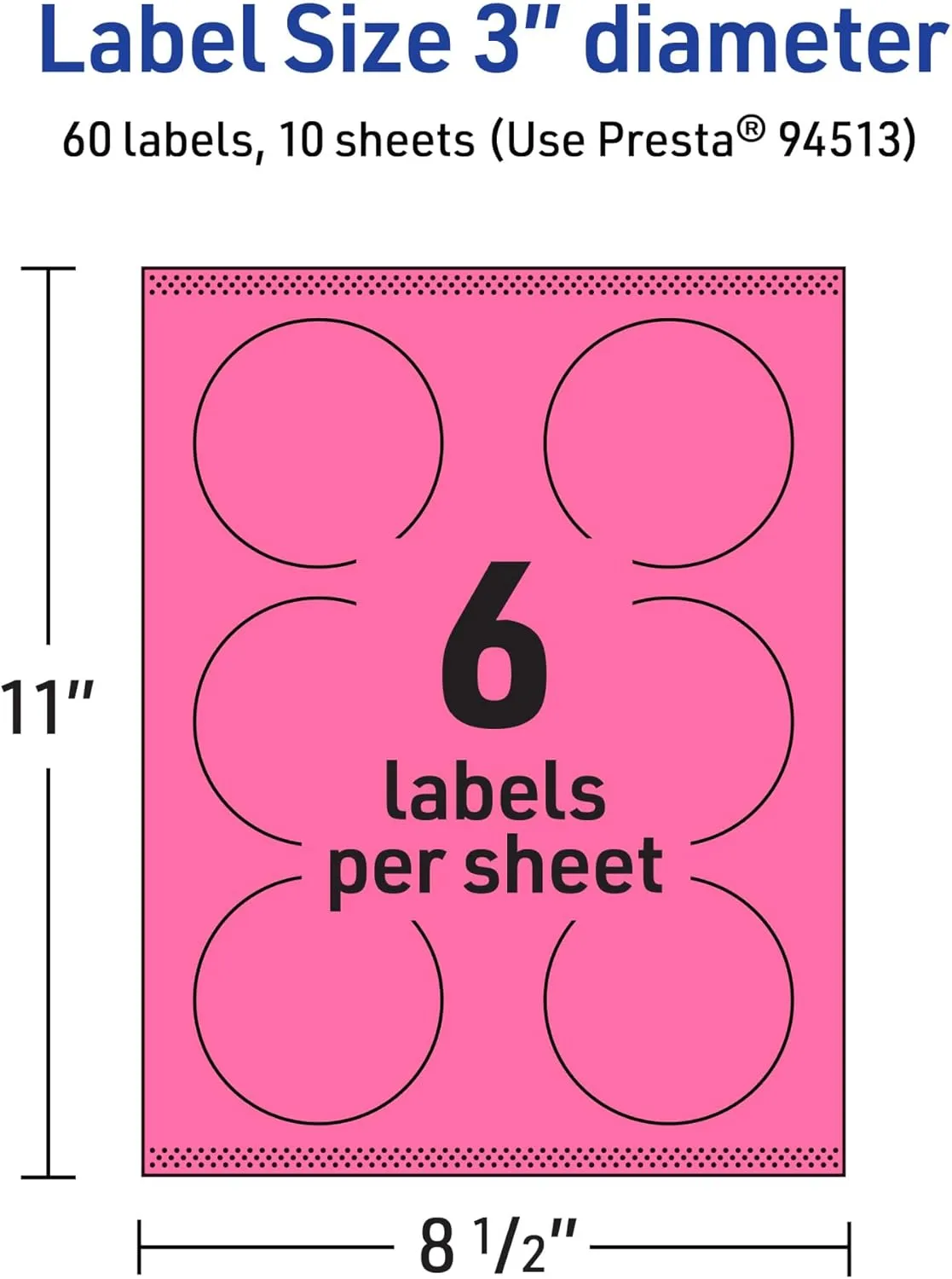 Avery Bright Pink 3 in Round Printable Labels with Sure Feed Technology