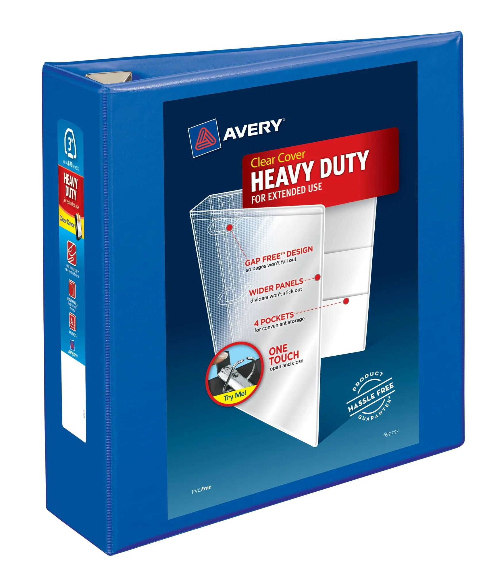 Avery Heavy-Duty View 3-Ring Binder, 3-Inch One-Touch EZD, Pacific Blue (79811)