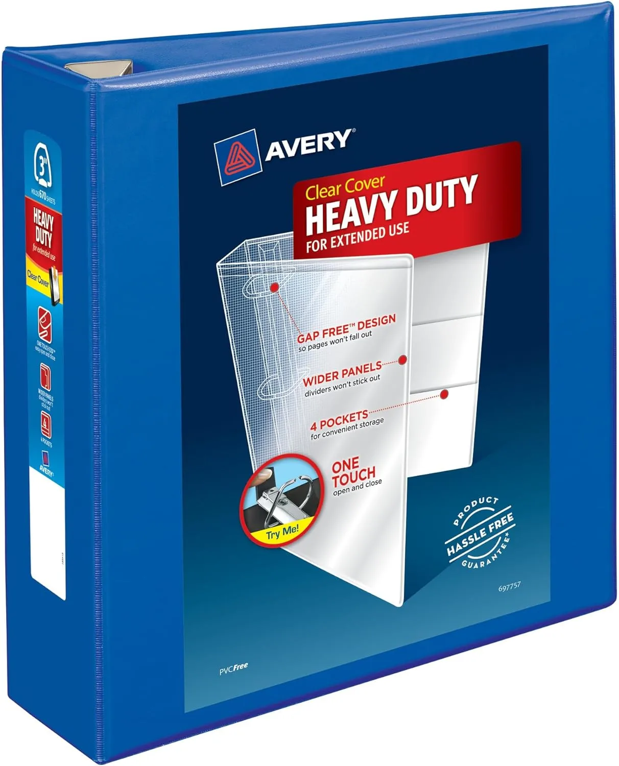 Avery Heavy-Duty View 3-Ring Binder, 3-Inch One-Touch EZD, Pacific Blue (79811)