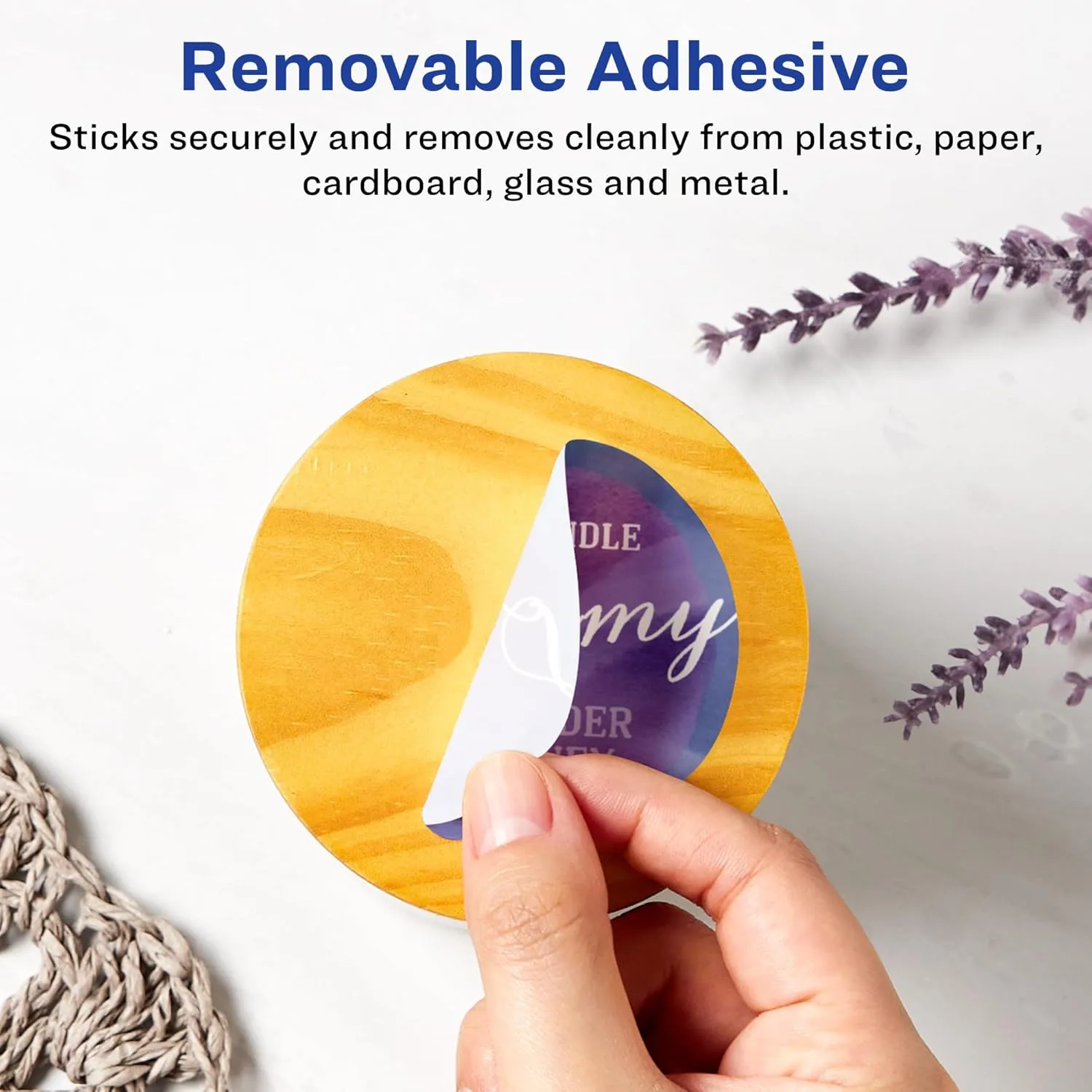 Avery Matte White Removable Round Labels, Sure Feed Technology, Print-to-The-Edge, 3" Diameter, 90 Removable Labels