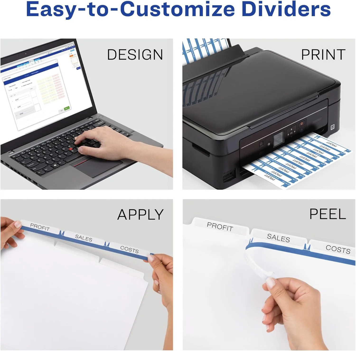 Avery Easy Print & Apply Index Maker Clear Label Dividers for 3-Ring Binder, Letter Size